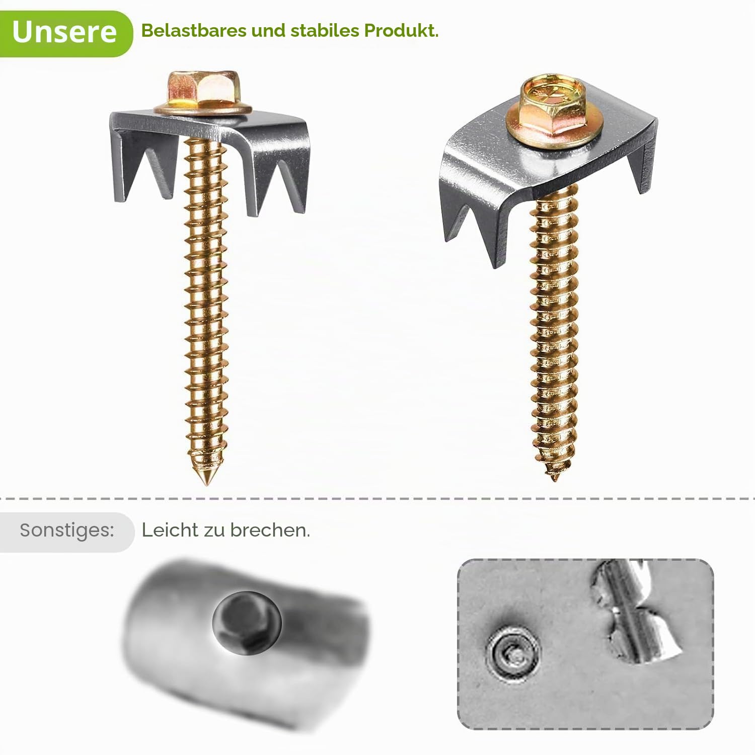 Insaga 100pcs Zaunklammern, 304 Edelstahl Krampennägel Zaunbefestigungsnägel 45mm M5 Stahlkrampen zum Holzschrauben für Maschendraht und Geflochtene Zäune mit Drahtfixer Halten Fest / M8 Adapter