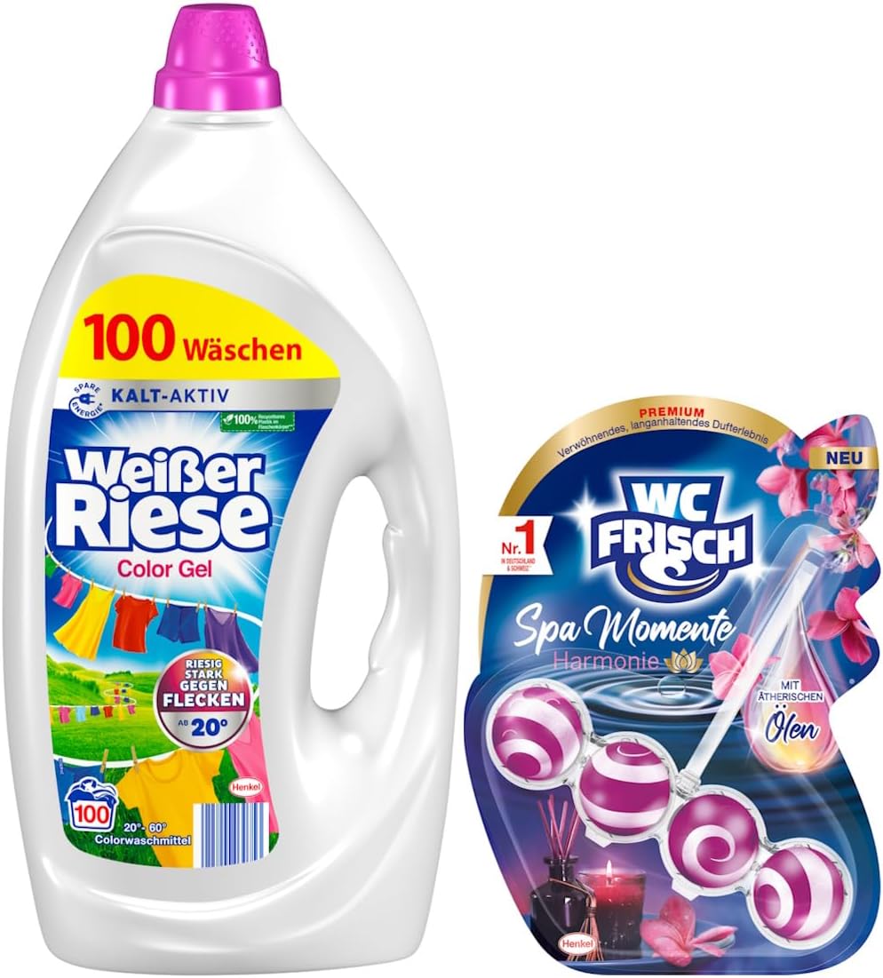 Weißer Riese Color Gel (100 Waschladungen), Color Waschmittel sorgt für ...