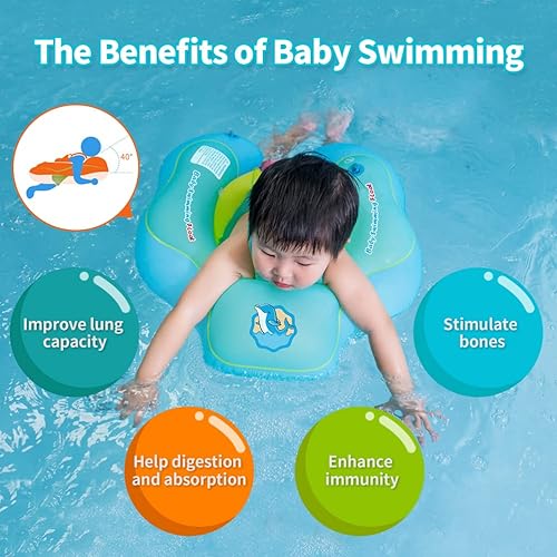 Miniatura 4 de Free Swimming Baby Inflable flotador para niños. Anillo inflable de cintura para alberca para niños de 3  72 meses, Verde, XL