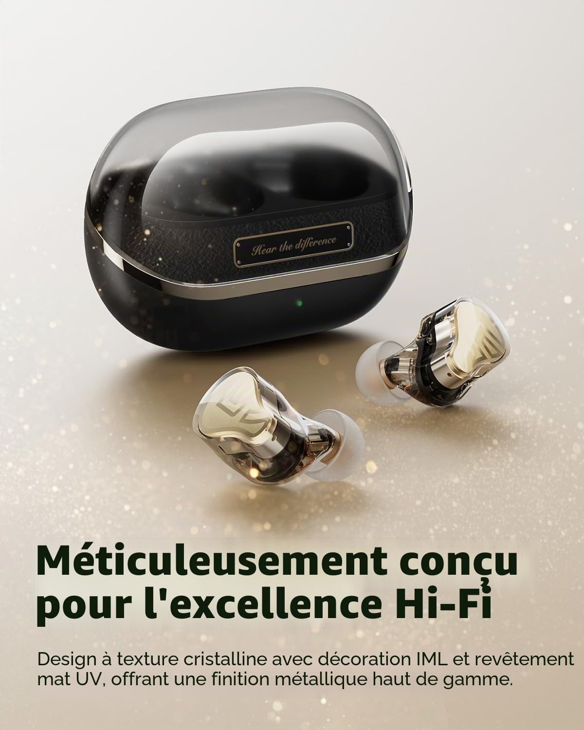 SoundPEATS H3 Écouteurs Hi-FI sans Fil Réducteur de Bruit [VGP2025], 3 Drivers (2BA+DD 12mm), LDAC & aptX Lossless, Audio Hi-Res, Snapdragon Sound, ANC Hybride 55dB, 37H