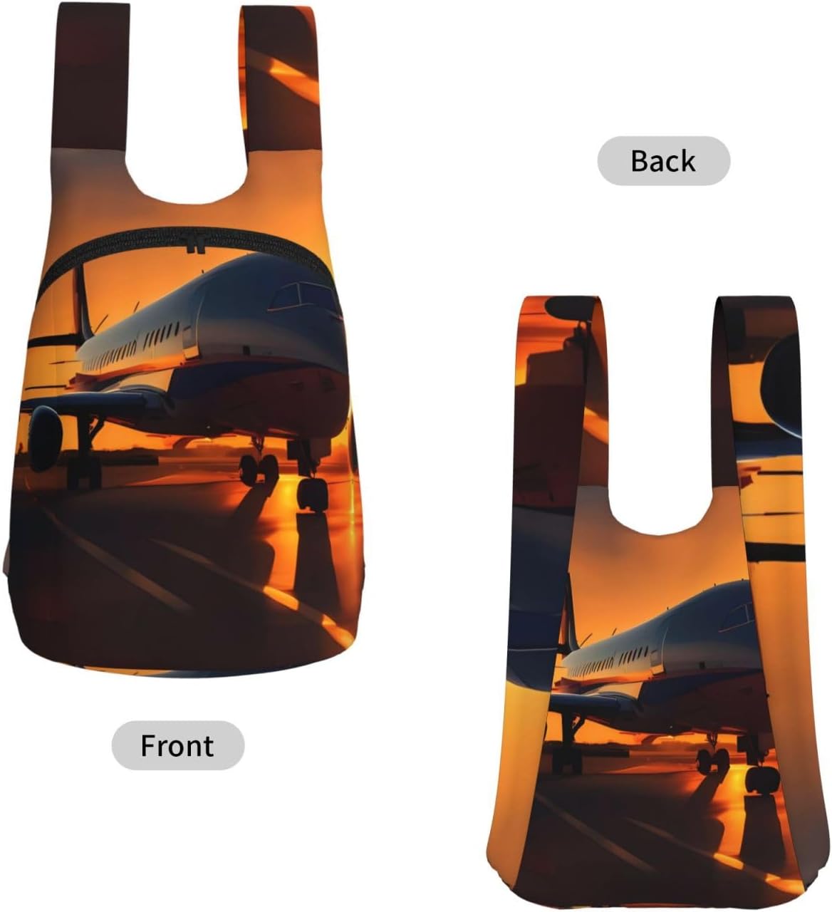 airplane at sunset Backpack - Lightweight 16L Foldable Hiking Daypack Packable Back Pack Travel Bag Zipper image 2