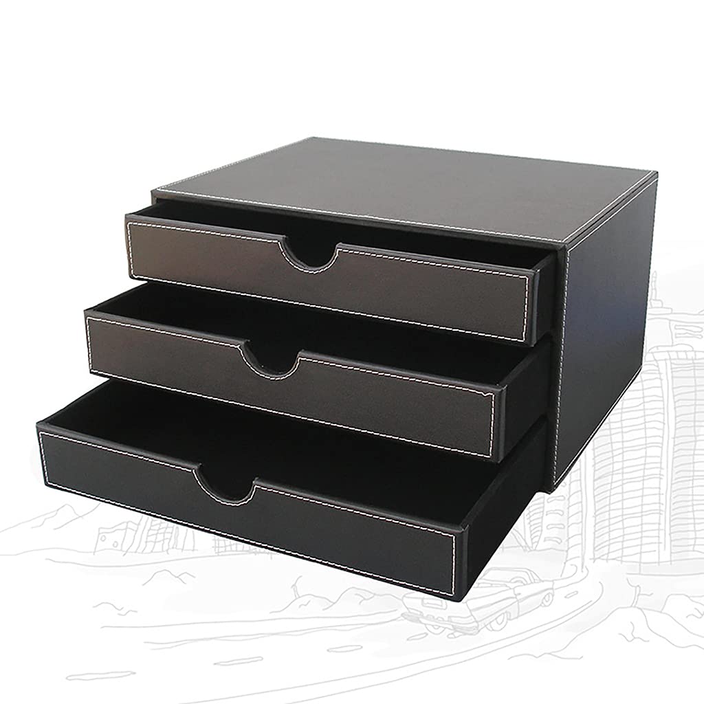 Cassettiera Portadocumenti,Vassoio portalettere in Finta Pelle,Vassoio Porta Lettere 3 Ripiani,Organizer Scrivania Ufficio per Sistemazione e Cosmetici,con Cassetti Scrivania