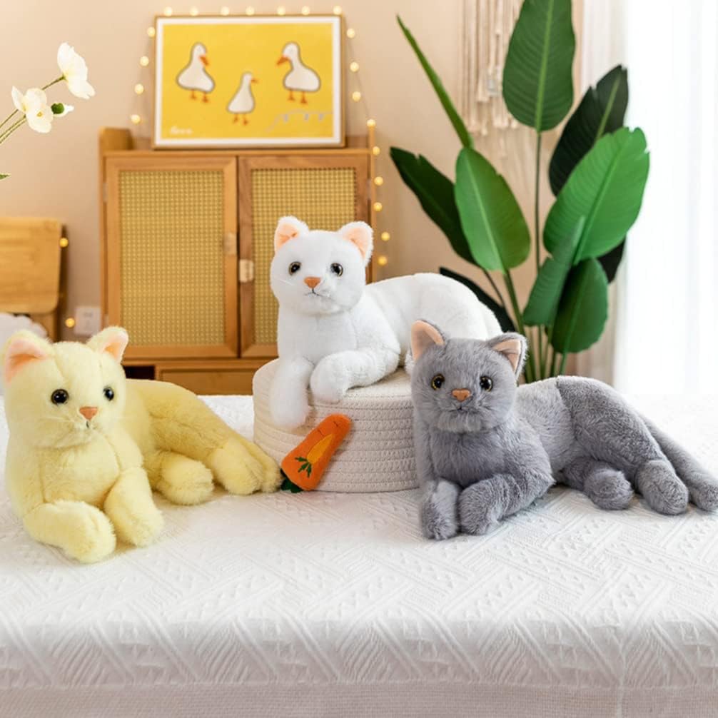 Realistic Cat Stuffed Animal Plush Toy 11.8In Soft Simulation Cat Doll for Kids Comfort Home Decor - Image 3
