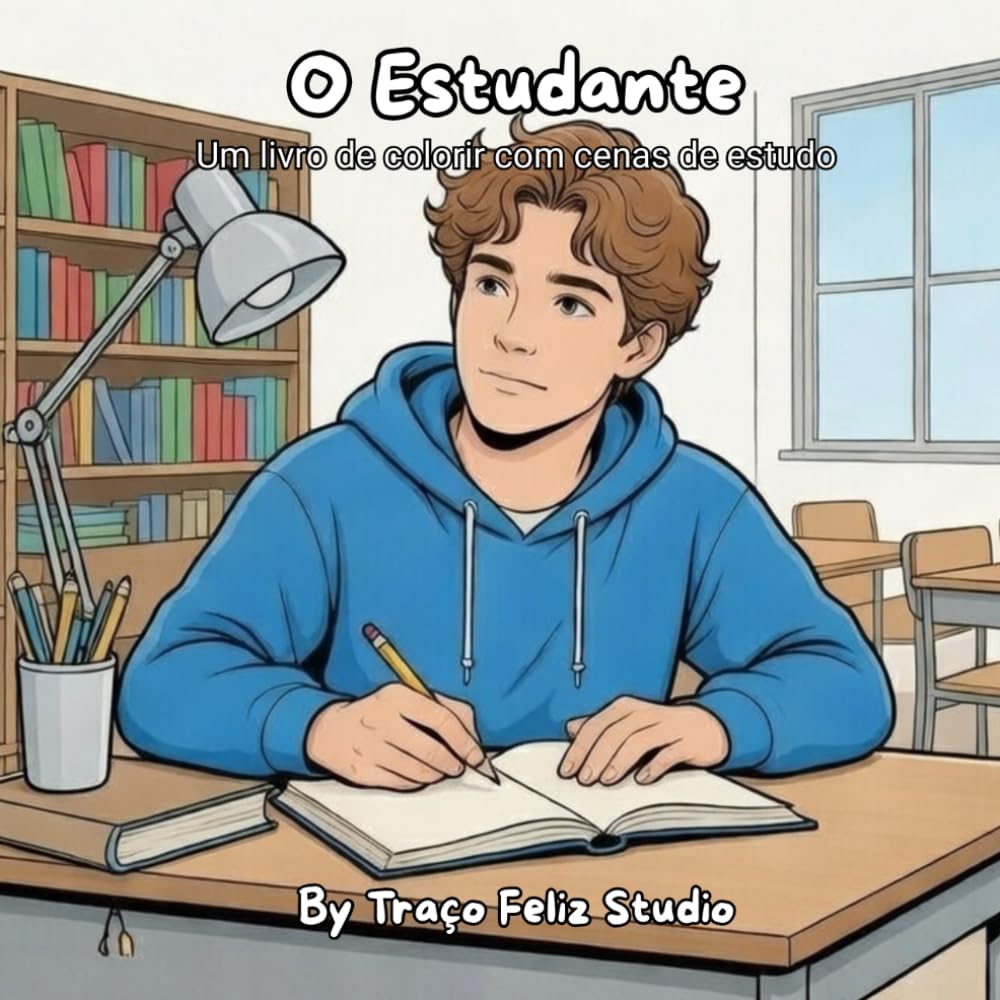 O Estudante: Uma coleção de desenhos em variados estilos, todos celebrando a dedicação aos estudos.