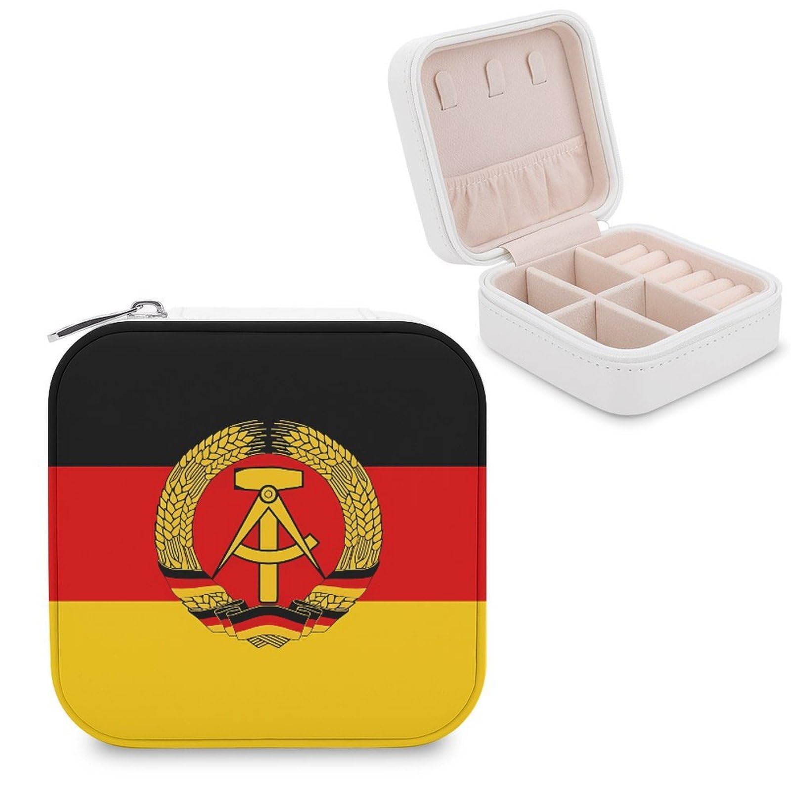 CUTJMDNGH East Germany German Democratic Republic Flag Jewelry Box for Women Jewellery Case Organizer Storage Boxes Craft