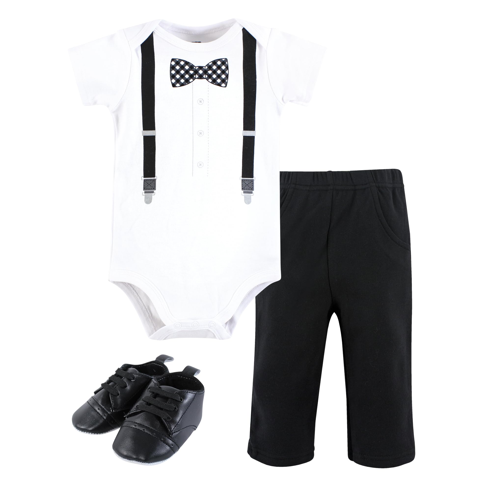 Hudson Baby Unisex Baby Cotton Bodysuit, Pant and Shoe Set