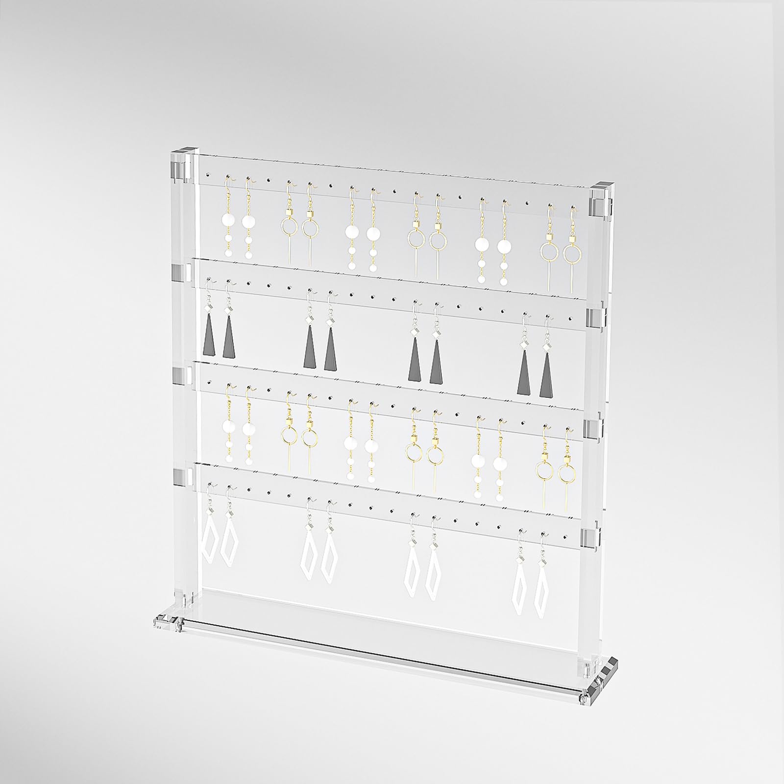 Coward Acrylic Earring Holder Stand, Tabletop Earring Jewelry Easel Display, Earring Jewelry Holder Organizer for Home Use or Store Selling Show (4layer)