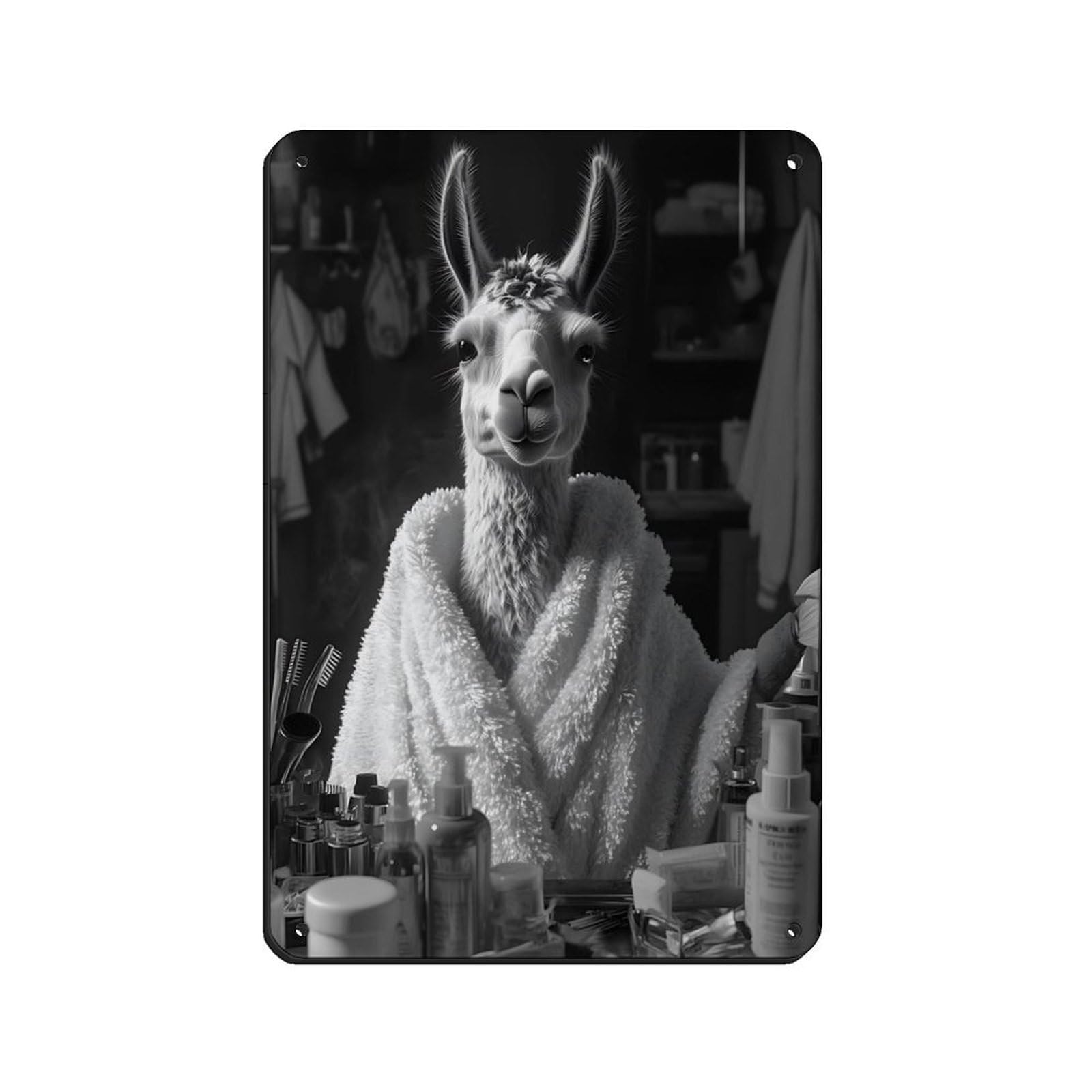 Llama Farm Animal Art Retro Poster Metal Tin Sign Chic Art Retro Iron Painting Bar People Cave Cafe Family Garage Poster Wall Decoration 8x12inch(20x30cm)