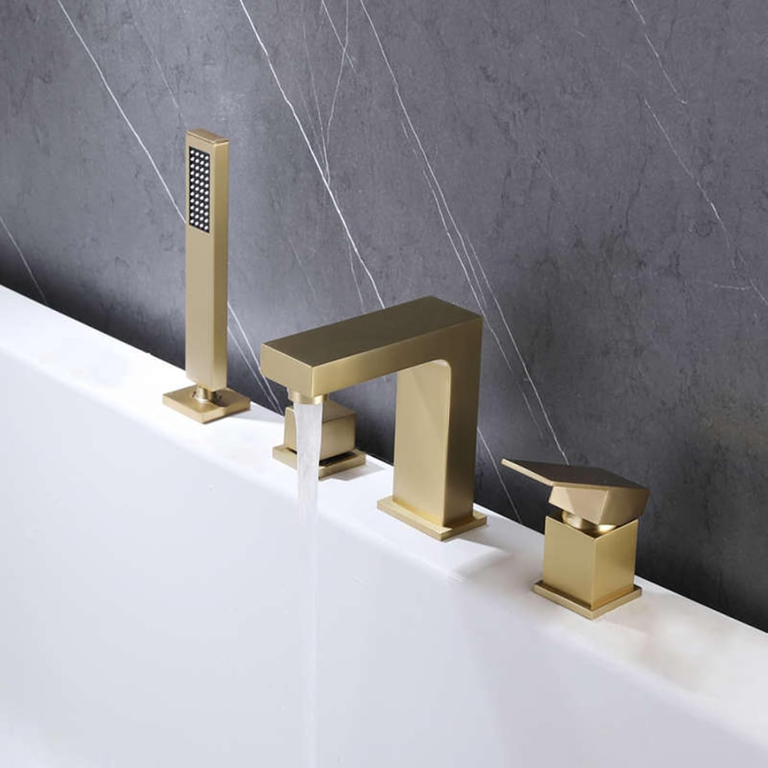 NZPOST Hole Bath Tap with Pull Out Shower Head & Hose Bath Taps Black with Diverter Valve Shower Mixer Tap