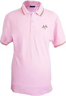 Polo Bandera de España Bordada en Pecho Hombre Color Rosa 100% algodón