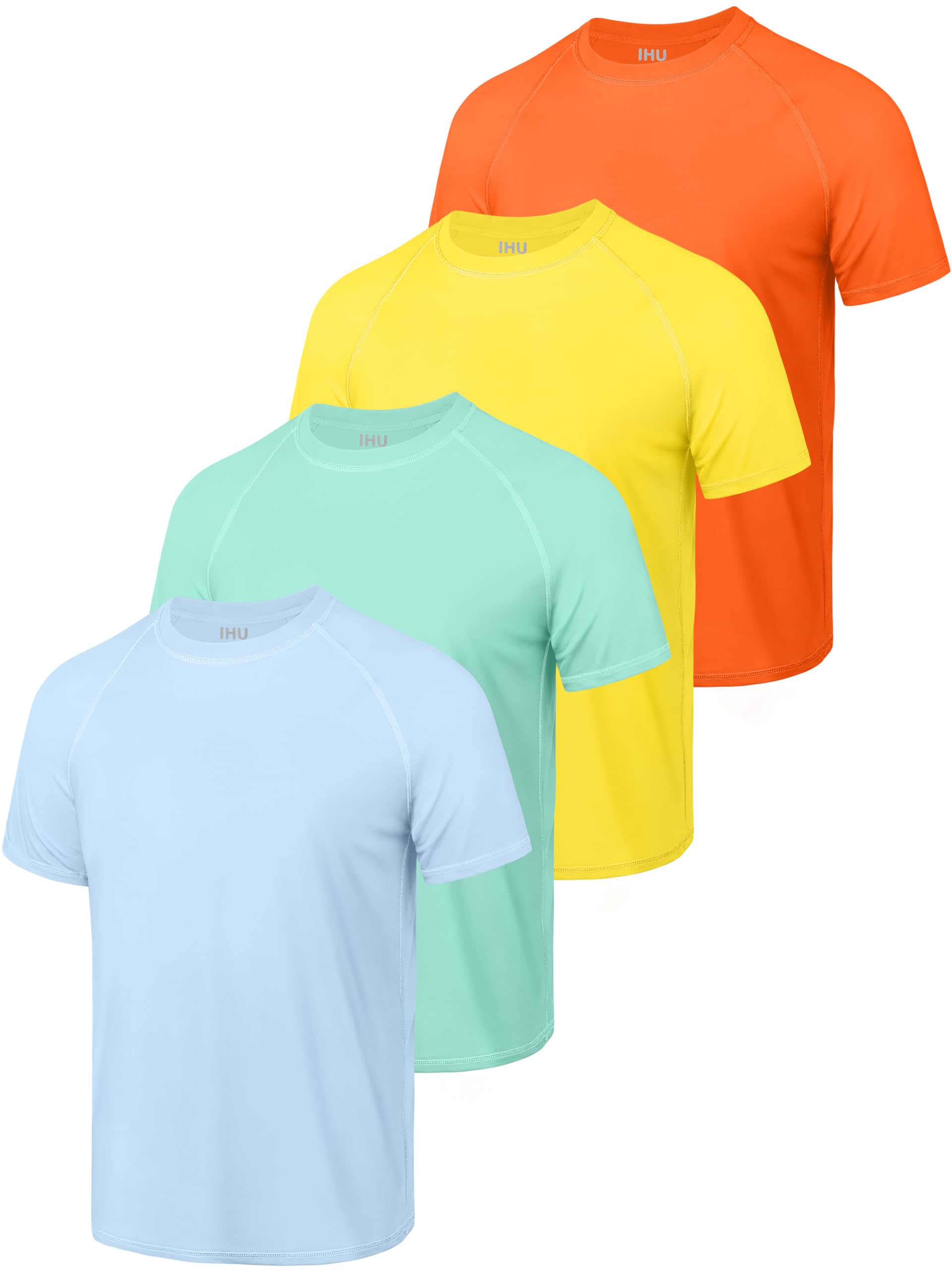 IHU 4 Stück Kinder UV Shirt für Jungen UPF 50+ Kurzarm Schwimmshirt Badeshirt Schnelltrocknend Sonnenschutz Rashguard für Kinder