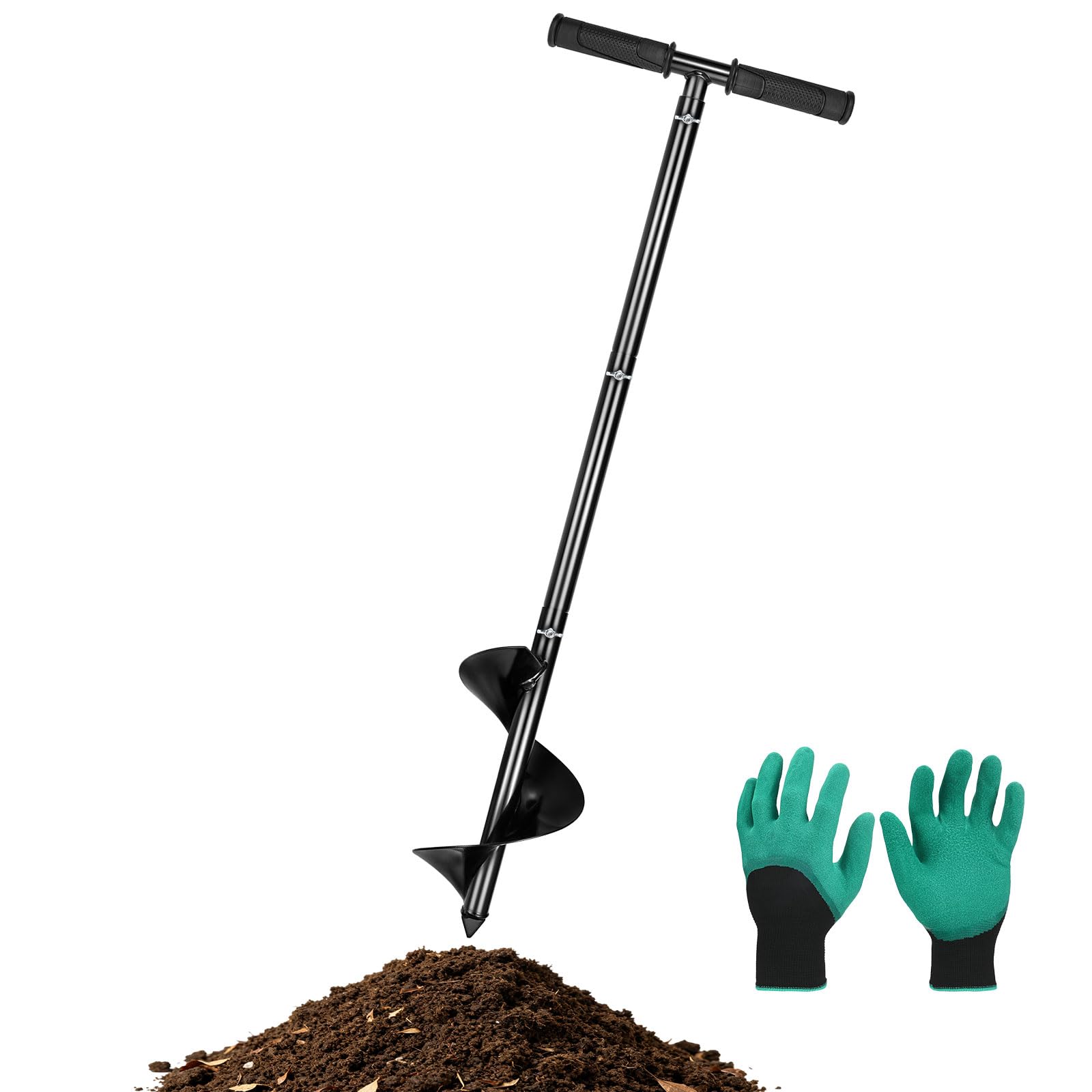 M METERXITY Compost Turning Tool 33.4in, Compost Stirring Tool Black