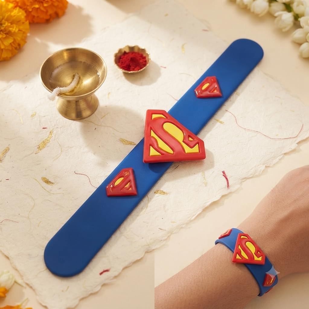 Storio Superman Slap Band Rakhi and Friendship Band | Officially Licensed | Rakhi for Boys, Bhaiya, Bhai | Raksha Bandhan Gift-image-43