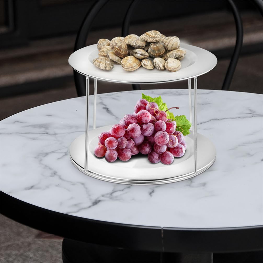 Kichvoe 2pièces Porte-Plats à Fruits de Mer Acier Inoxydable Support à Pizza Double Couche Étagère à Fruits de Mer pour Buffet