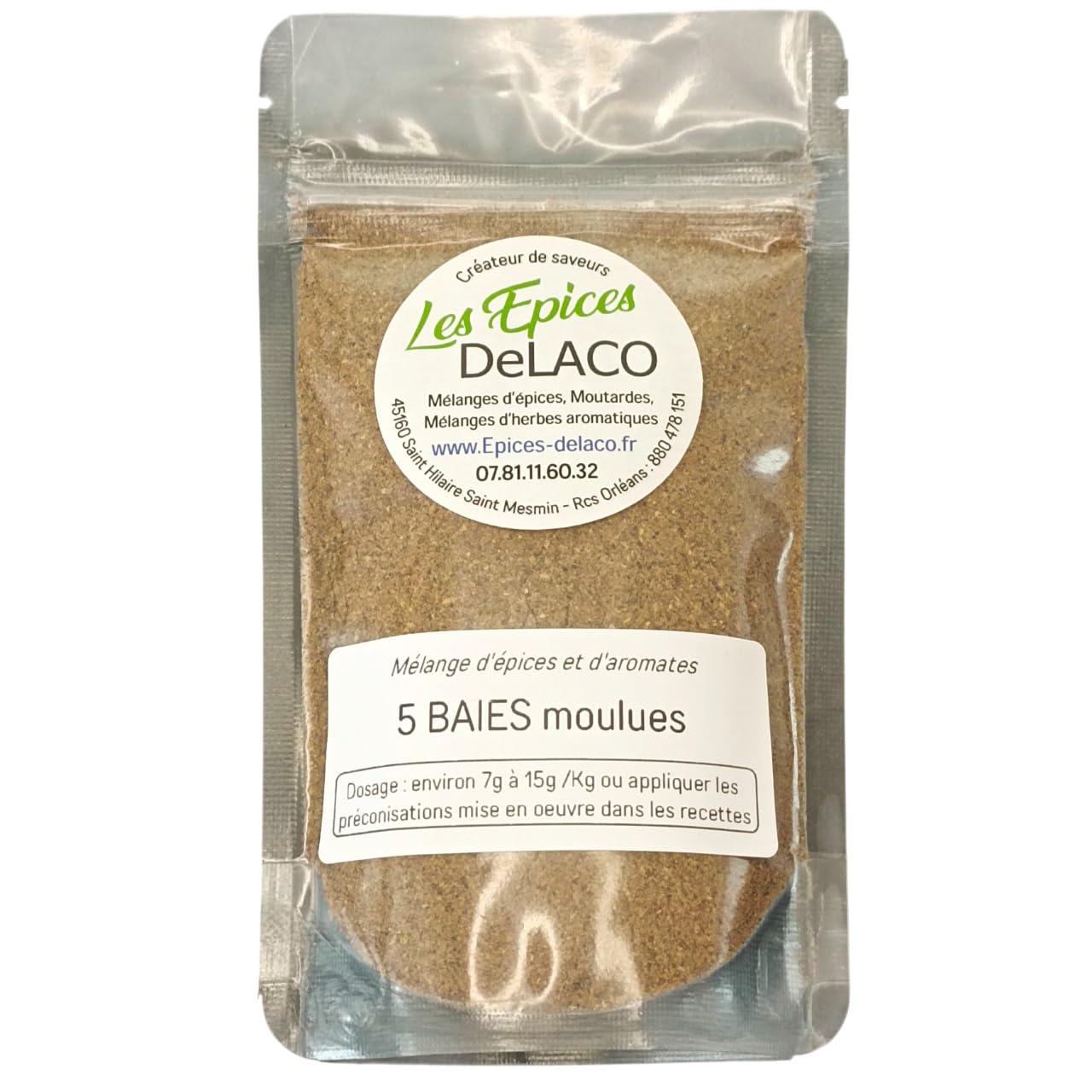 Mélange 5 BAIES MOULUES 290g L | Les Epices DeLACO | Epices, herbes, aromates, aide culinaire pour assaisonnement : viandes, poissons, légumes, marinades, barbecue, grillades