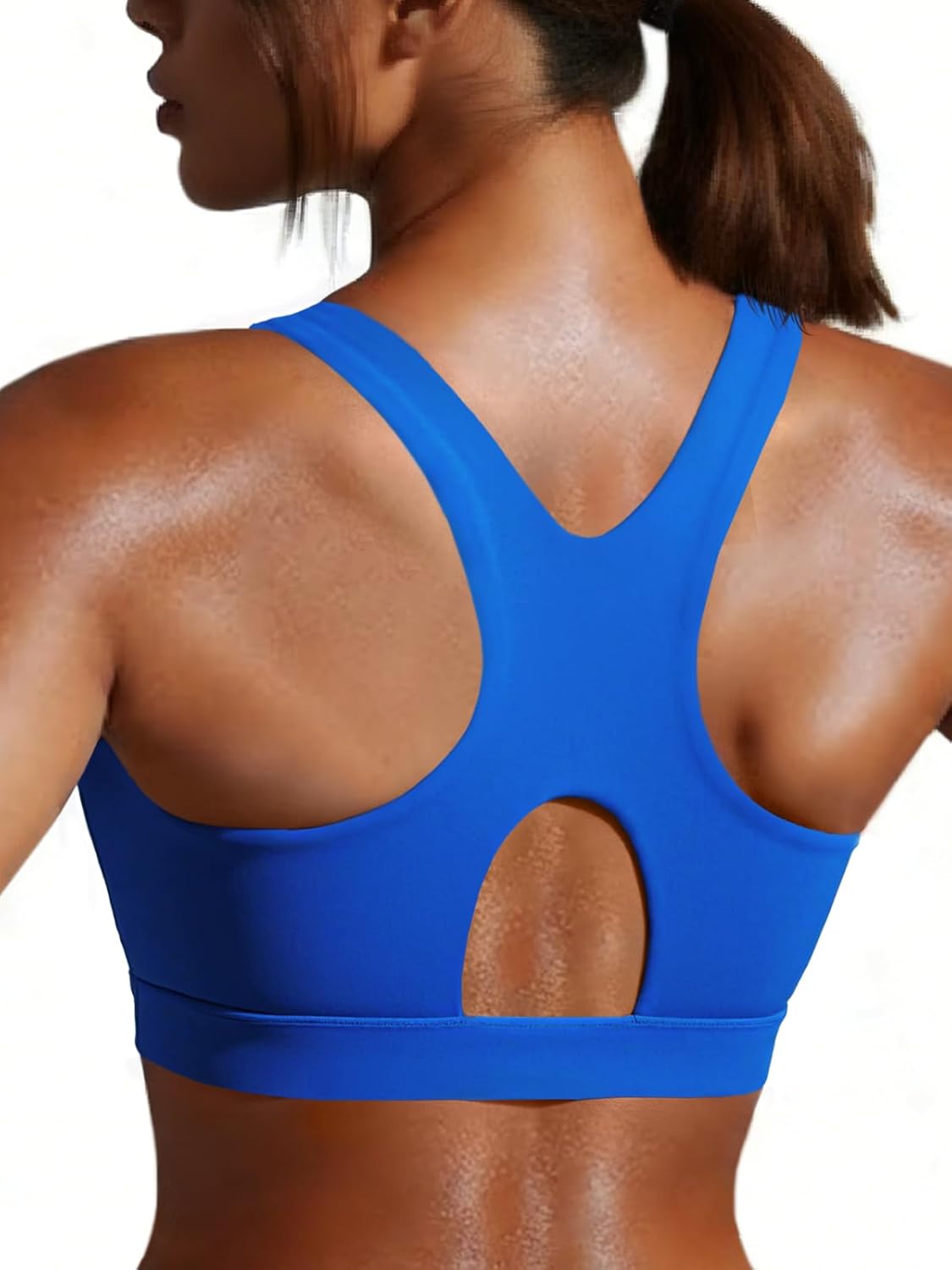 Aoysky Womens Racerback Sports Bras Padded Workout Low Impact Scoop Neck Yoga Top Wireless Athletic Cropped Tank Tops