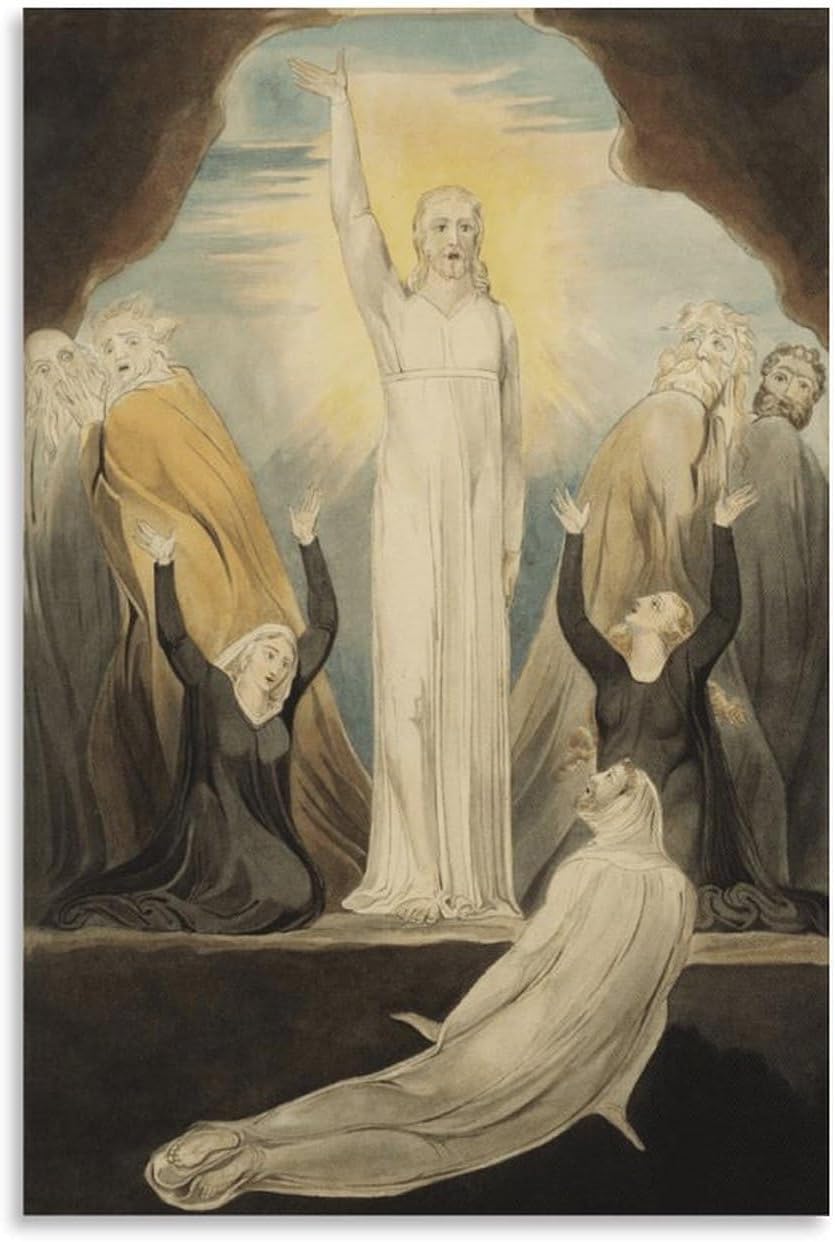 Orjdjz Wxkbl William Blake Poster《The Raising of Lazarus》Painting Abstract Wall Art Picture William Blake Canvas Prints for Home Office Decor 40x65cm Frameless