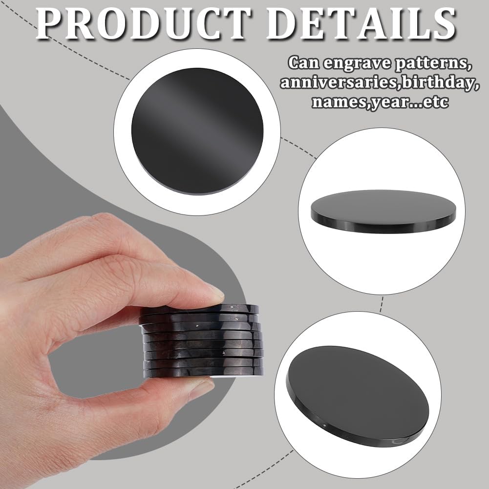 WEBEEDY 10pcs 40mm Stainless Steel Coin Blanks 3mm Thick Black Blanks Coin Blanks Tags for Laser Engraving and Stamping DIY Custom Challenge Coins Team Tokens Wedding Gift
