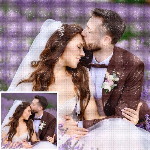 Yuyugo Diamond Painting Personalizado Foto - 5d Diamond Painting Kit Completo, Cuadro Diamantes Personalizado, Custom 5d Bordado Diamante Pinturas Fotos Artes Decoración, 30x30cm