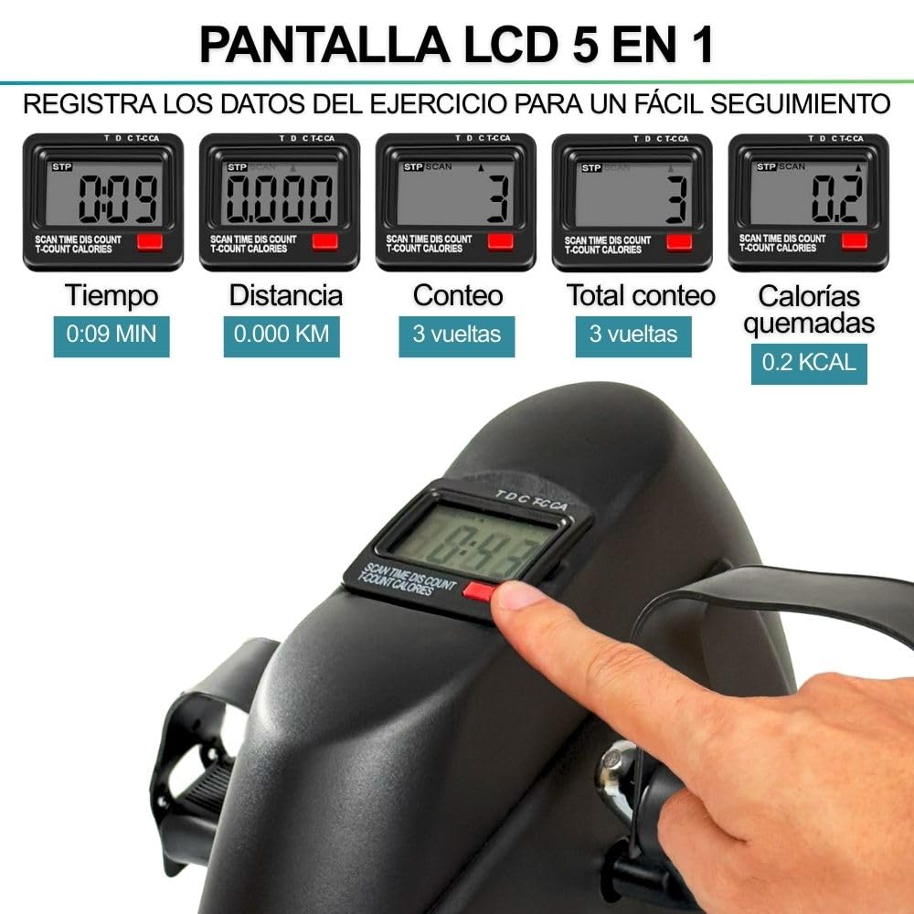 Pedales estáticos para Personas Mayores, para Ejercicio de rehabilitación de piernas y Brazos, Pedaleador Compacto, portátil y de fácil Montaje y Uso, Mini Bicicleta para Ejercicios(Negro)