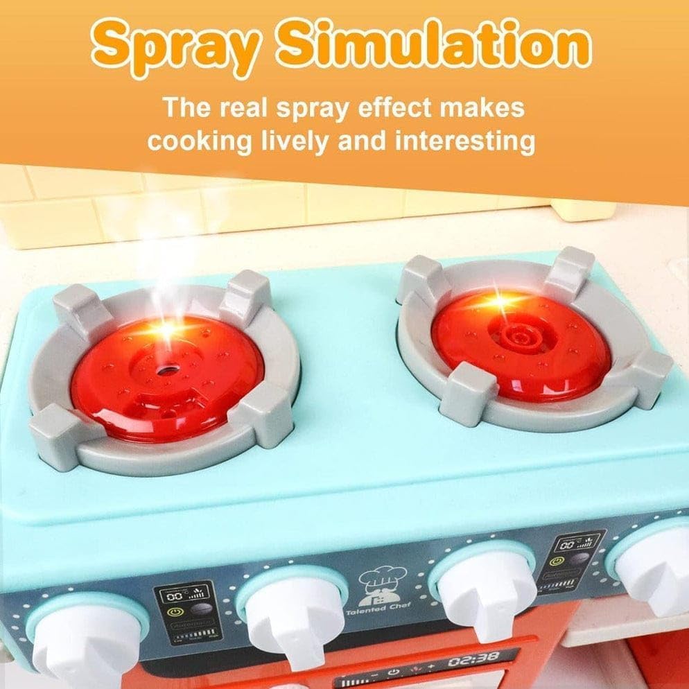 77-Piece Talented Chef Kitchen Play Set – Interactive Light & Sound, Spray & Boiling Water Function – Fun Pretend Cooking Toys for Kids - Image 8 thumbnail
