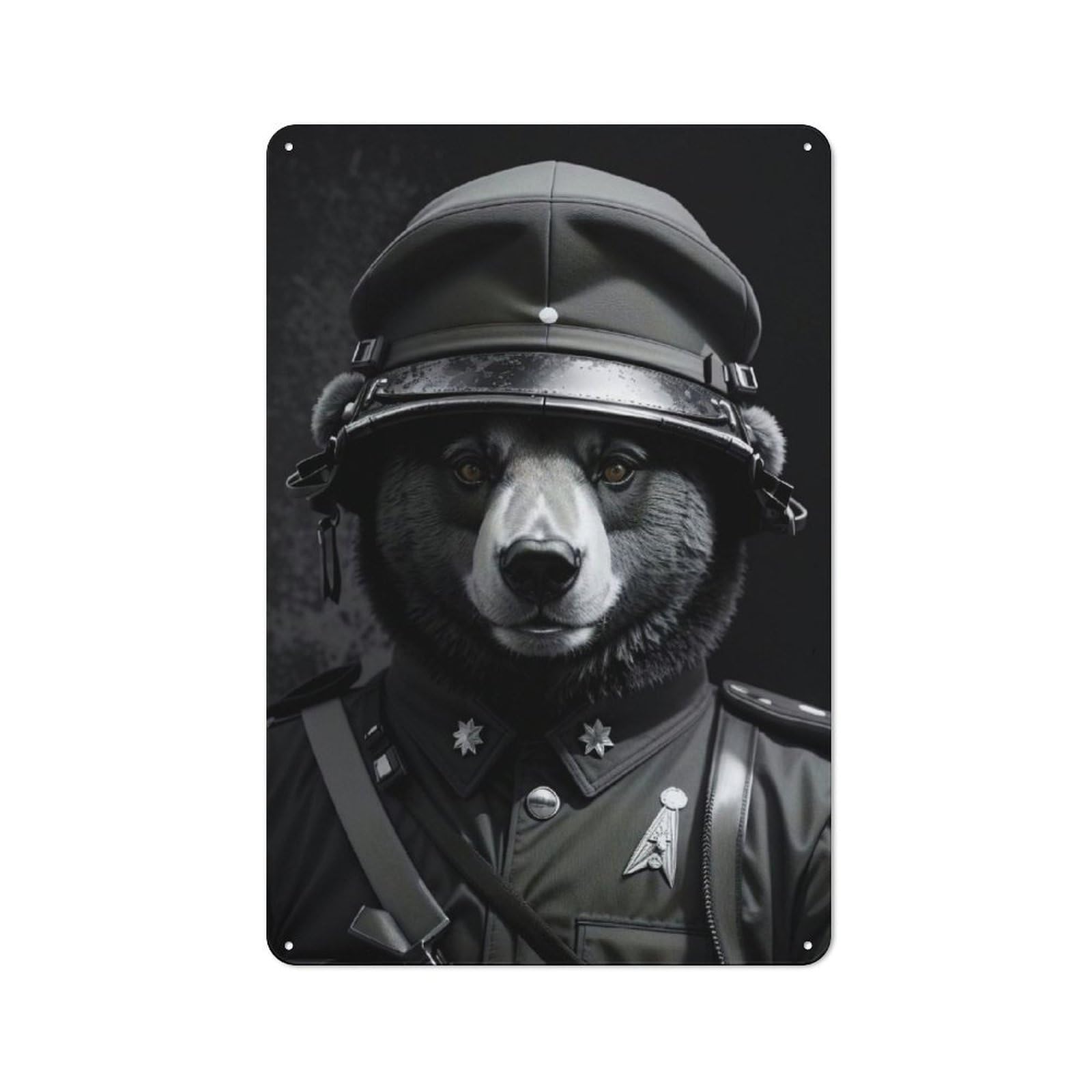 Distressed Look Soldier Bear Animals Decorative Tin Sign 30x20cm, Retro Room Decor for Lounge, Study, Pub Or Wall Gallery