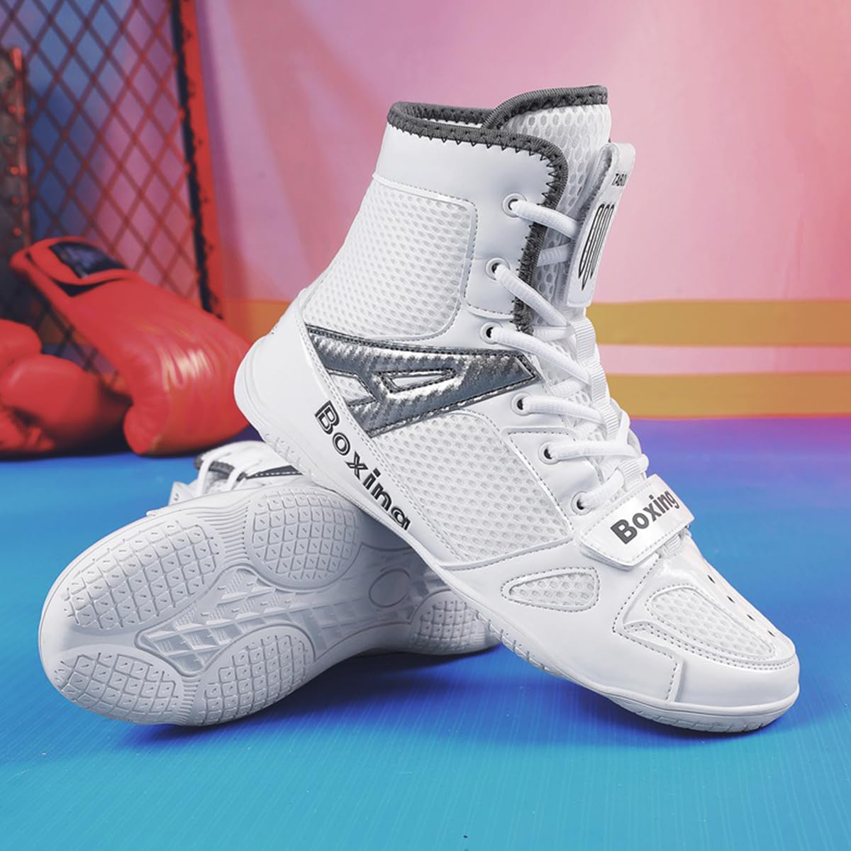 Abriebfest Wrestling Schuhe Herren Damen Atmungsaktiv Boxen Trainer Stiefel - Combat, MMA-Kickboxing, Gym Wrestlingstiefe - Erwachsene