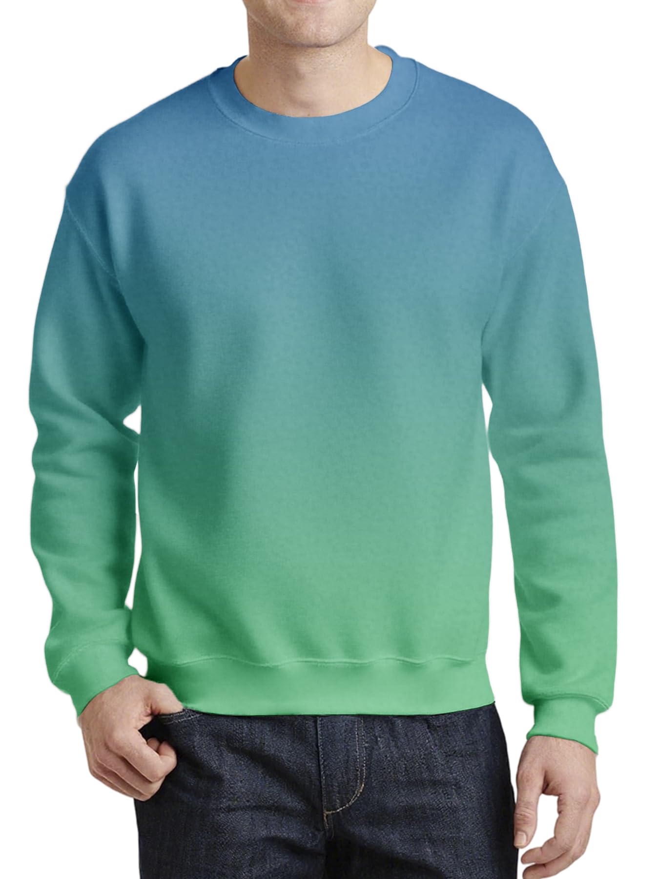 Men's Gradient Color Long Sleeve Sweatshirt, Solid to Vibrant Transition, Casual Streetwear for Fall & Daily Wear