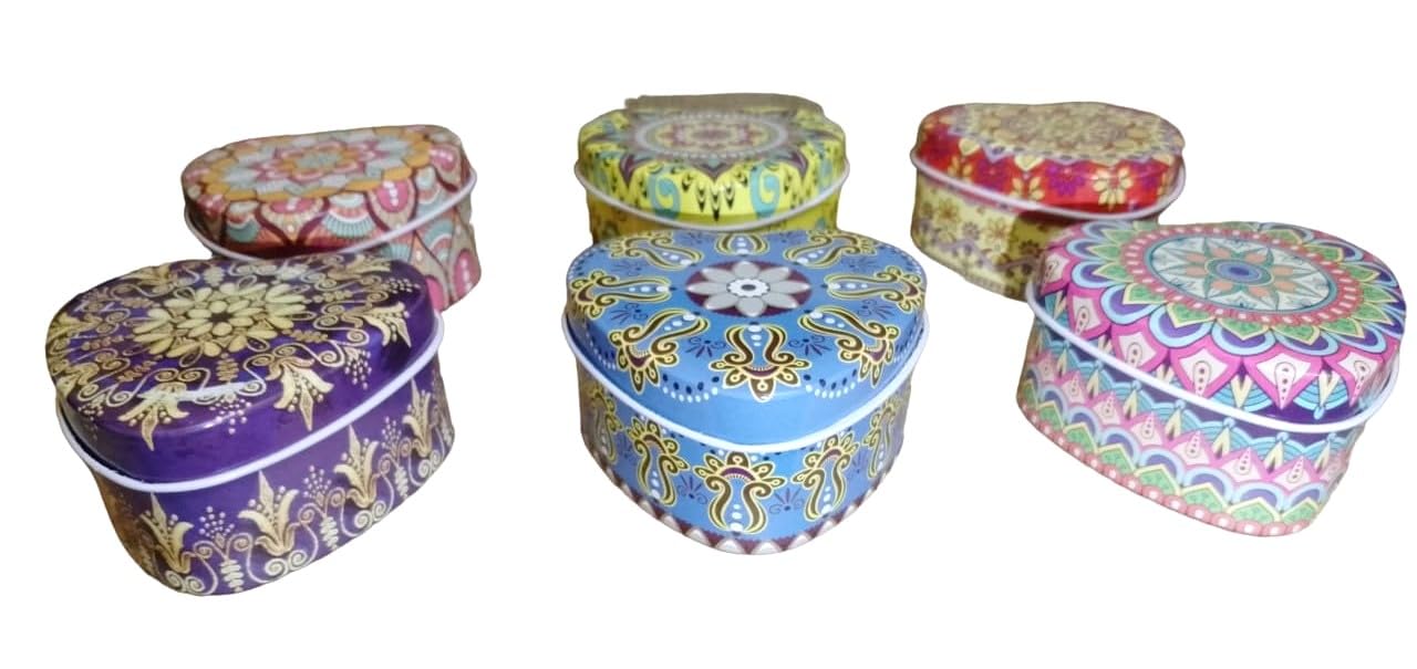 Mizy Heart shaped tin storage boxes containers gift box (pack of 12)