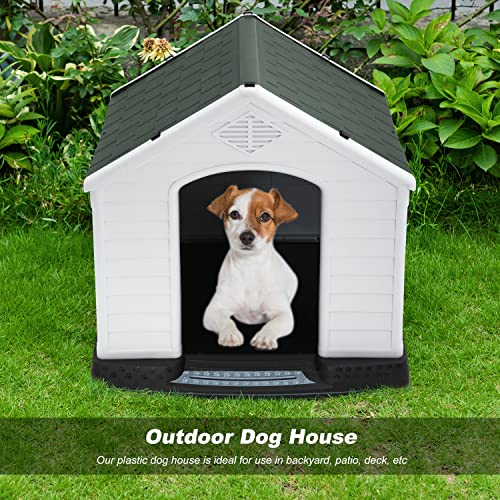 FDW Dog House Indoor Outdoor Durable Ventilate Waterproof Pet Plastic Dog House for Small Medium Large Dogs Insulated Puppy Shelter Kennel Crate with Air Vents and Elevated Floor - Image 4