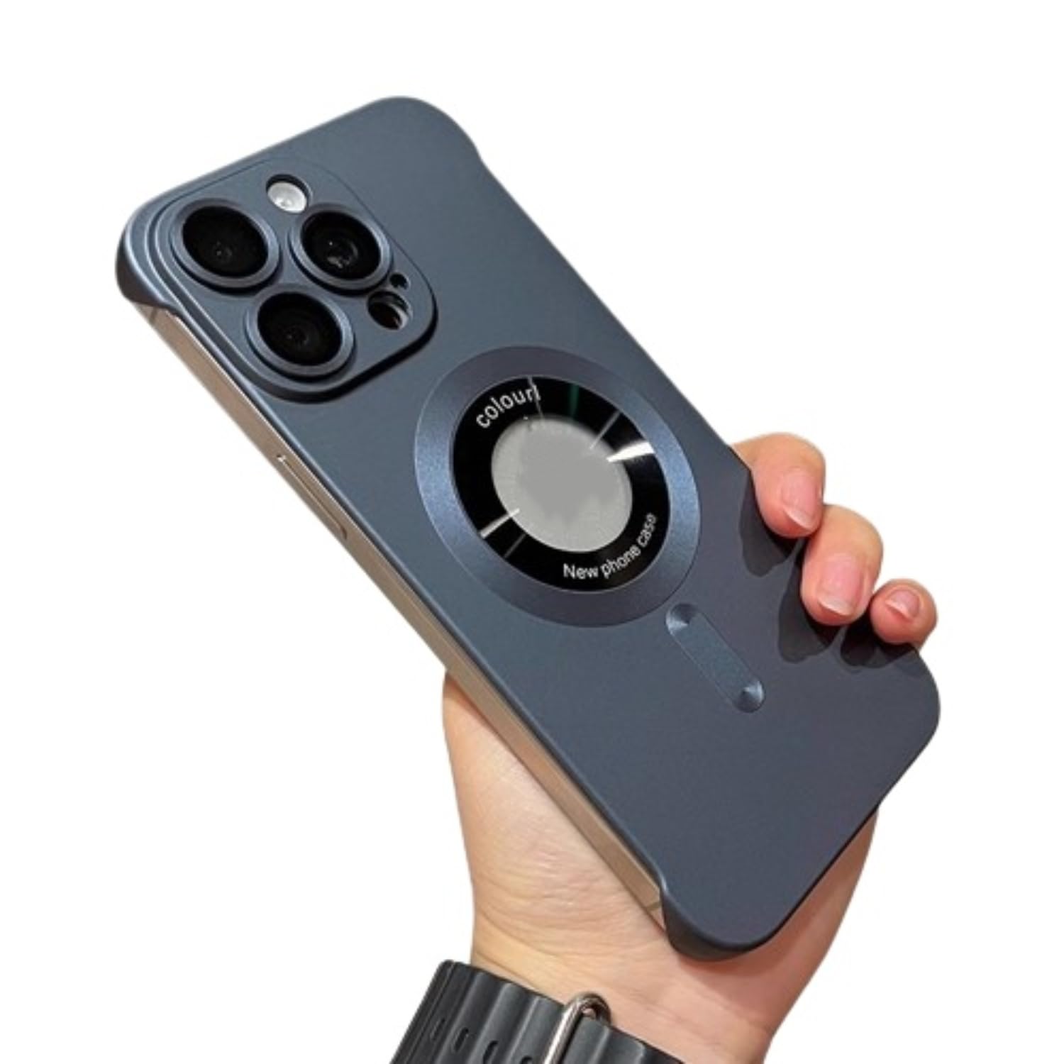 Coque iPhone 15 Pro fine bleu foncé, étui de protection magnétique antichoc