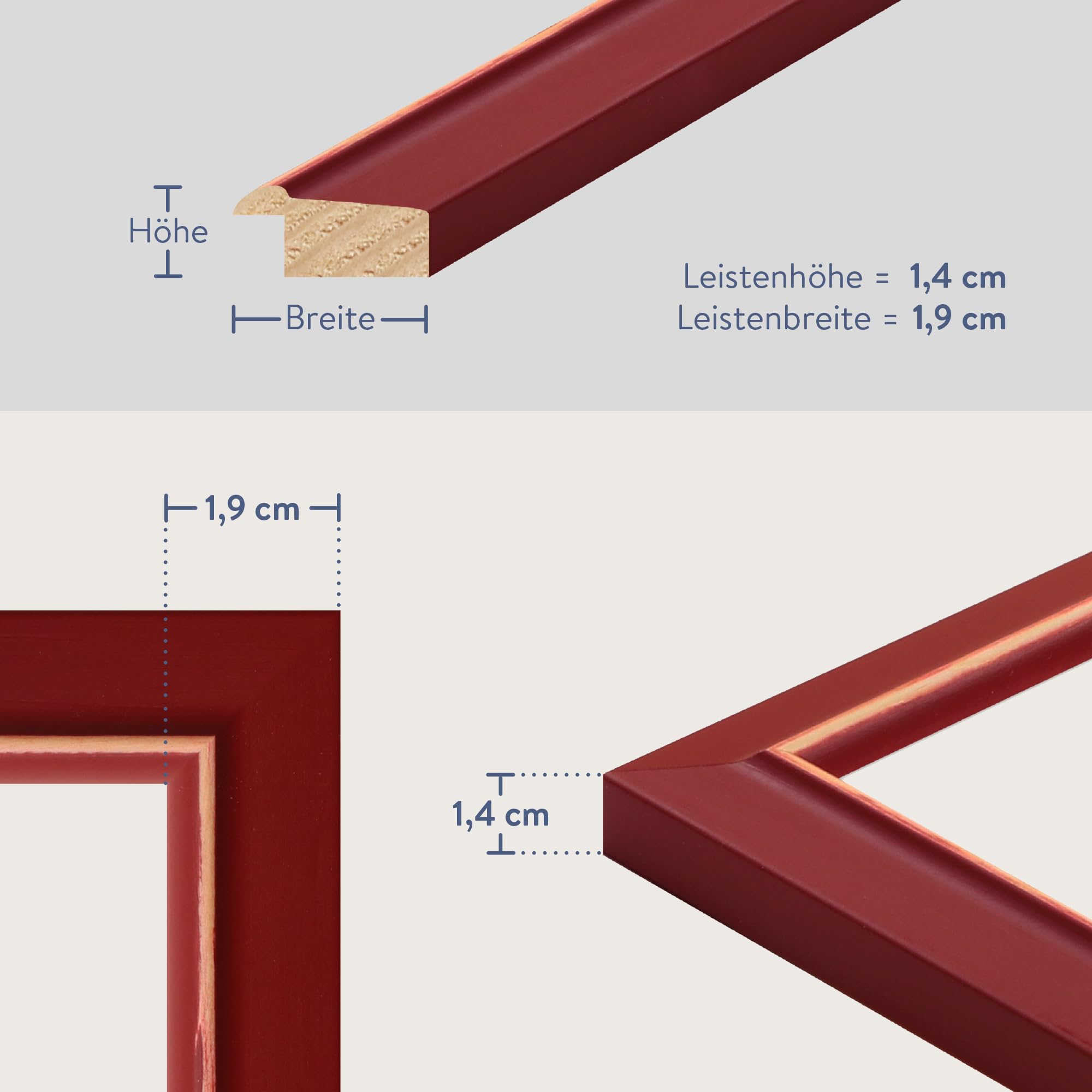 WANDStyle Bilderrahmen A3 Rot, DIN A3 Bilderrahmen Holz 30x42 cm | Hochwertiger Holzbilderrahmen, Posterrahmen zum Aufhängen, Rahmen 30x42 cm, Fotorahmen H340 - Made in Germany