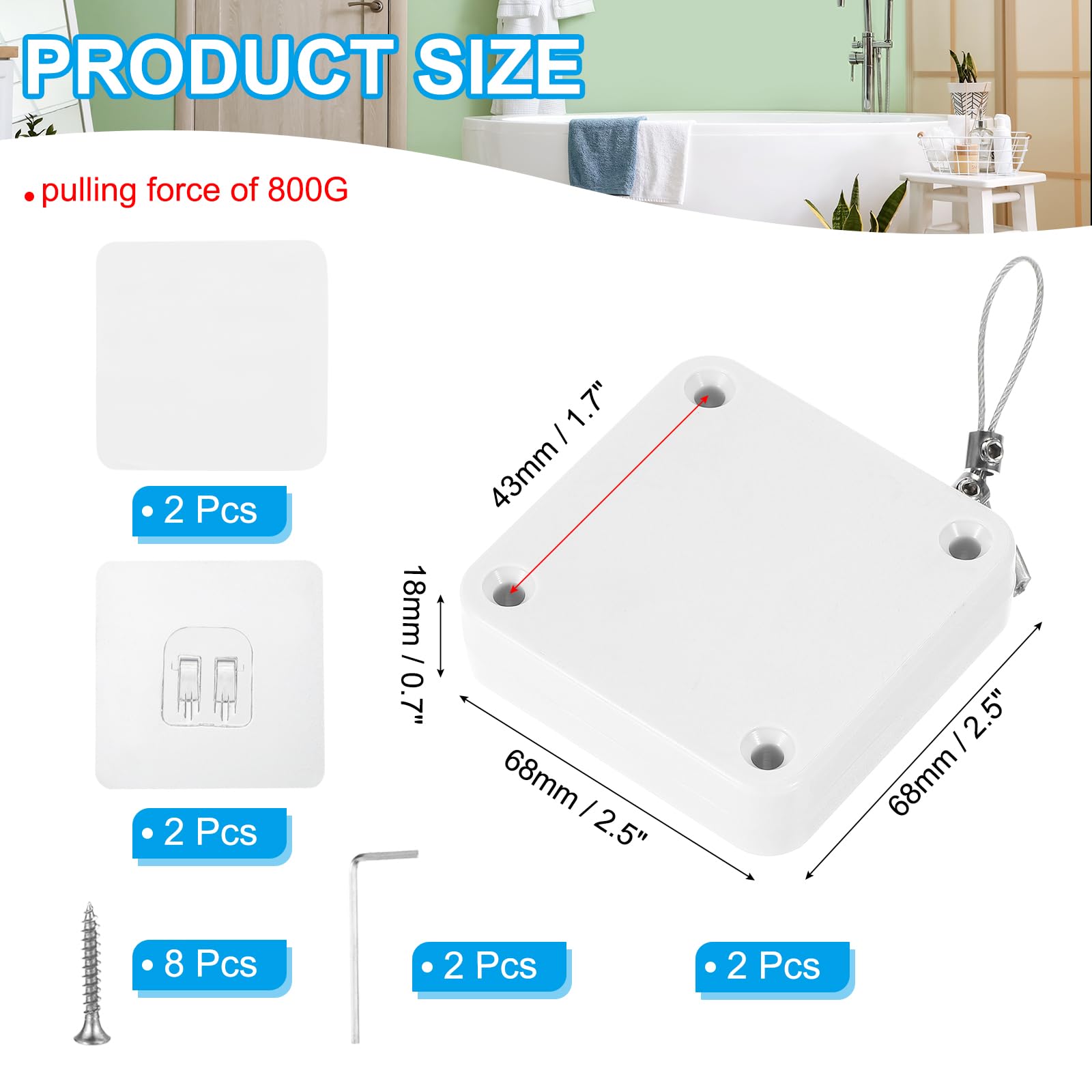 PATIKIL Punch-Free 800g Automatic Sliding Screen Door Closer - Image 2