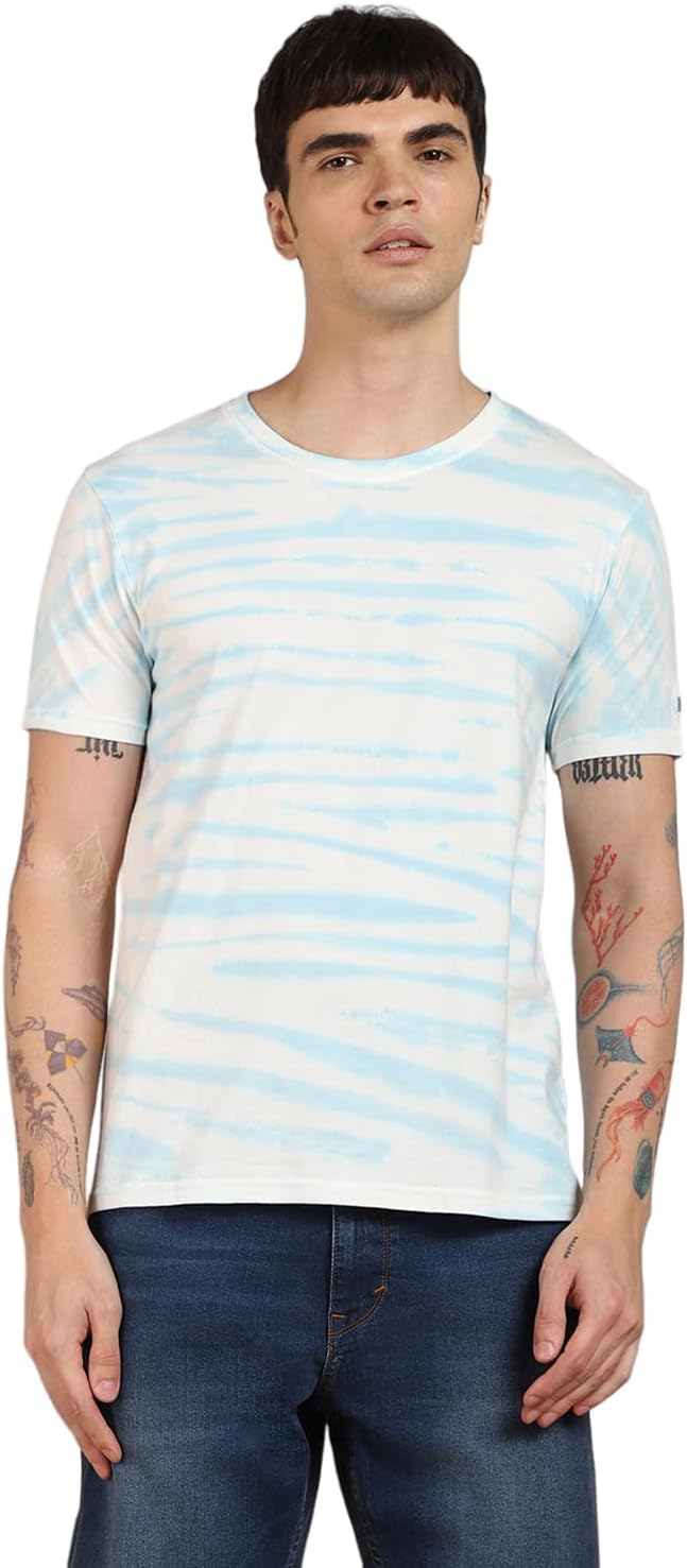 Men's Cotton Regular Fit Tie & Dye Half Sleeve Round Neck T-Shirt