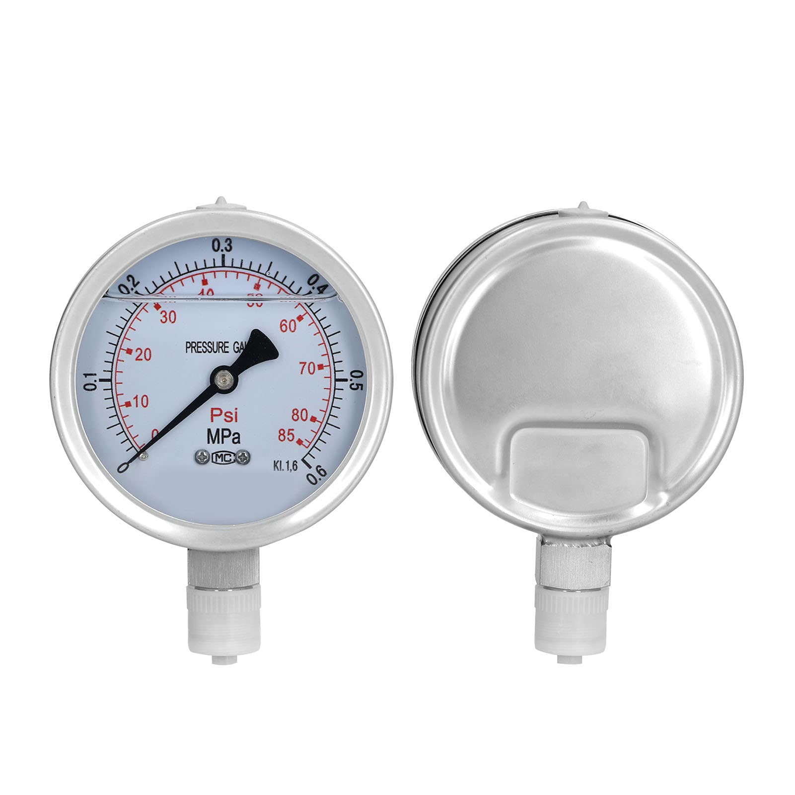 Qcwwy Manómetro de Presión, Indicador de Vacío Lleno de Aceite, 0-0.6 MPa 100 Mm, for Tuberías y Minería