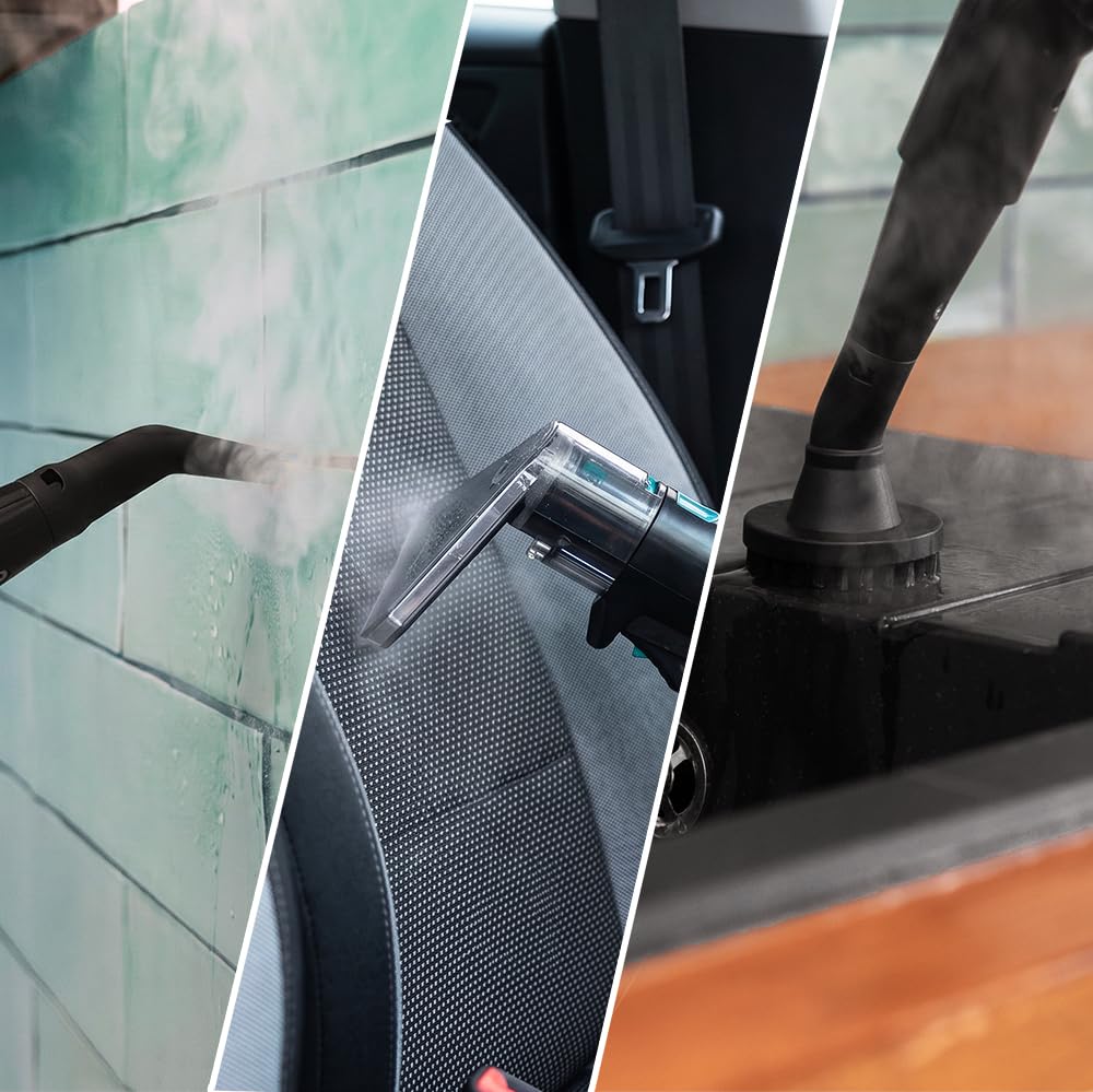 Cecotec Limpiatapicerías Conga 7000 Carpet&Spot Clean Steam XXL Pro. 1700W, Función 3 en 1, Limpieza con Vapor y Agua Caliente, Radio de 9 Metros, 15 Accesorios, Limpiacristales, Autolimpieza