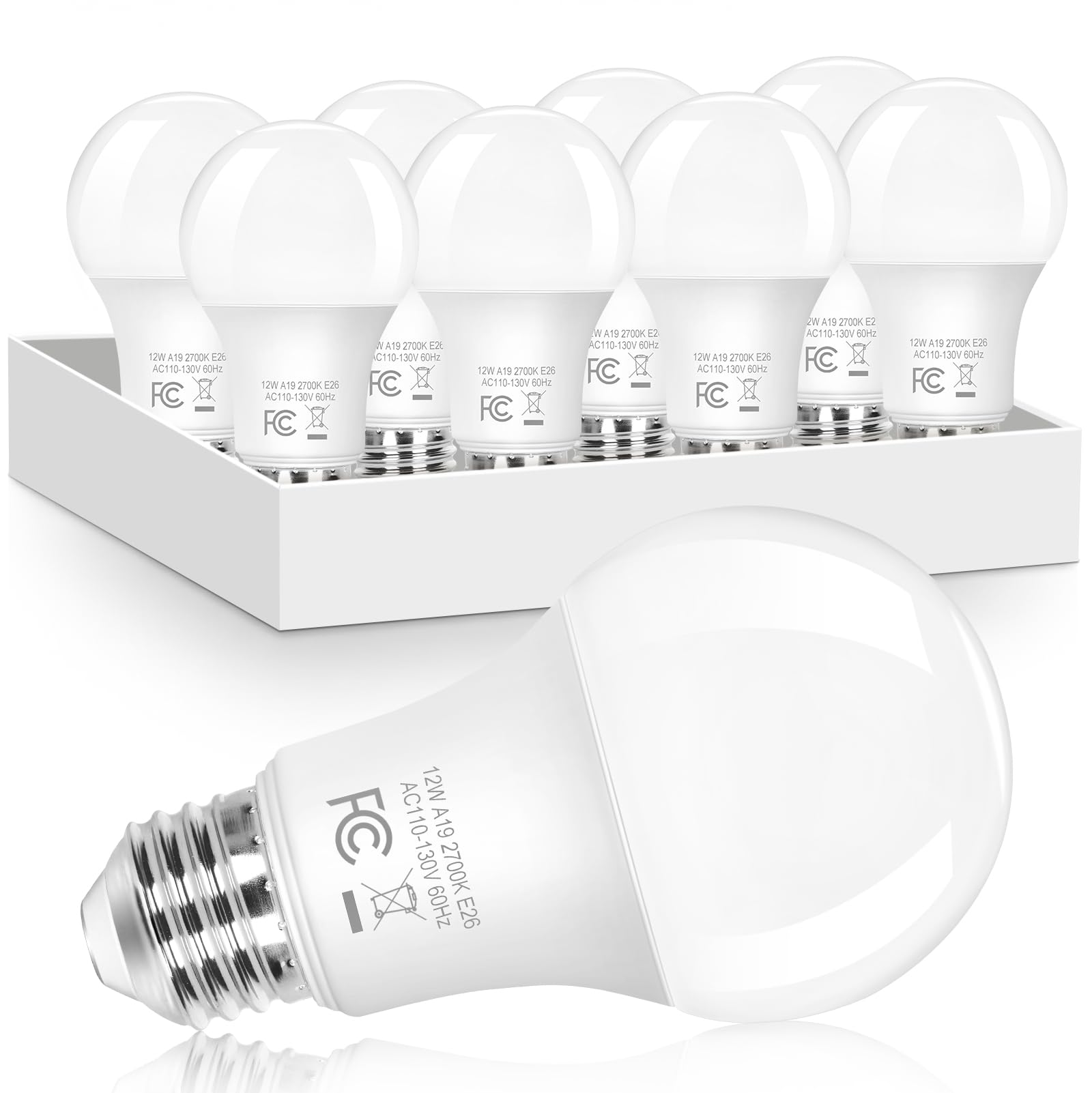 Brightever A19 LED Light Bulbs 100 Watt Equivalent e26 dimmable led Bulb Energy Efficient 12W Soft White 2700K