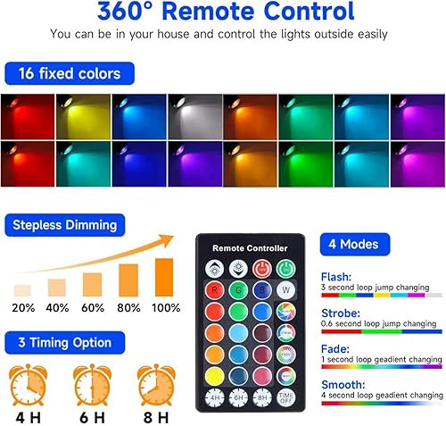 Miniatura 2 de Foco de Navidad para exteriores con temporizador, 12 V, metal RGB que cambia de color, impermeable, iluminación LED de paisaje, luces para