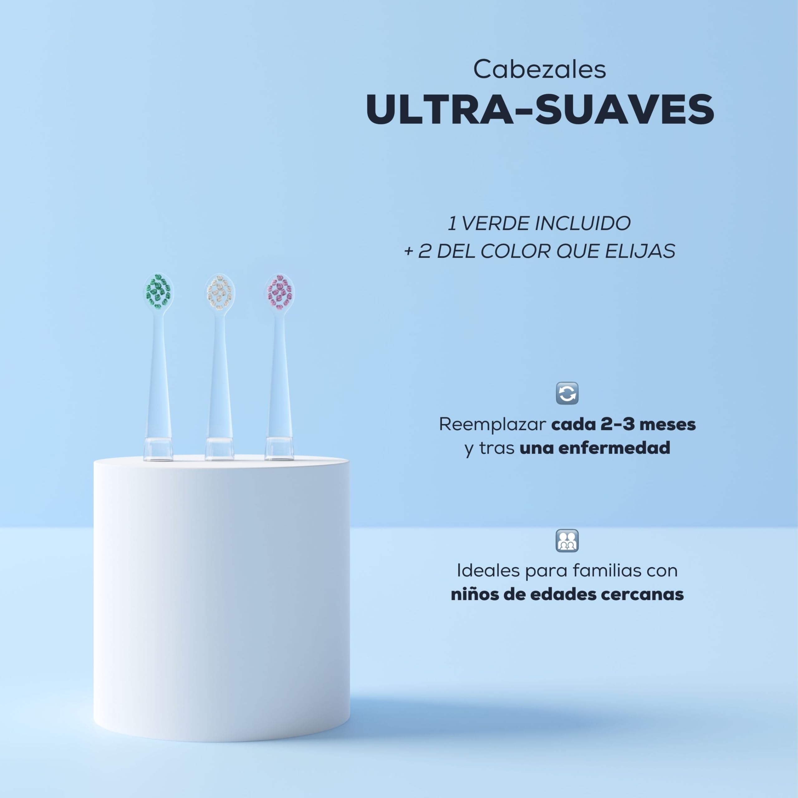 NEOPULSE NEOBABY - Cepillo de dientes eléctrico de vibración o manual para bebé desde el primer diente + cabezal de cepillo ultra suave - inspirado en tecnología sónica - cabeza luminosa -