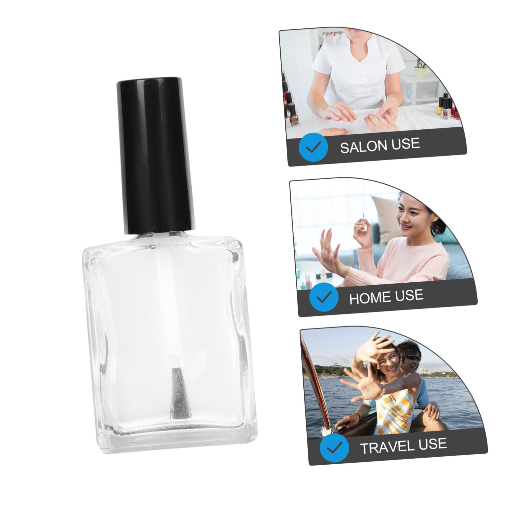 SHERCHPRY 20 Pezzi Bottiglia Piatta Trasparente in Vetro Da 15 Ml Con Tappo e Pennello, Strumento Per Bellezza Delle Unghie, Prodotto Per Manicure Femminile Adatto Per Conservare Liquidi e a