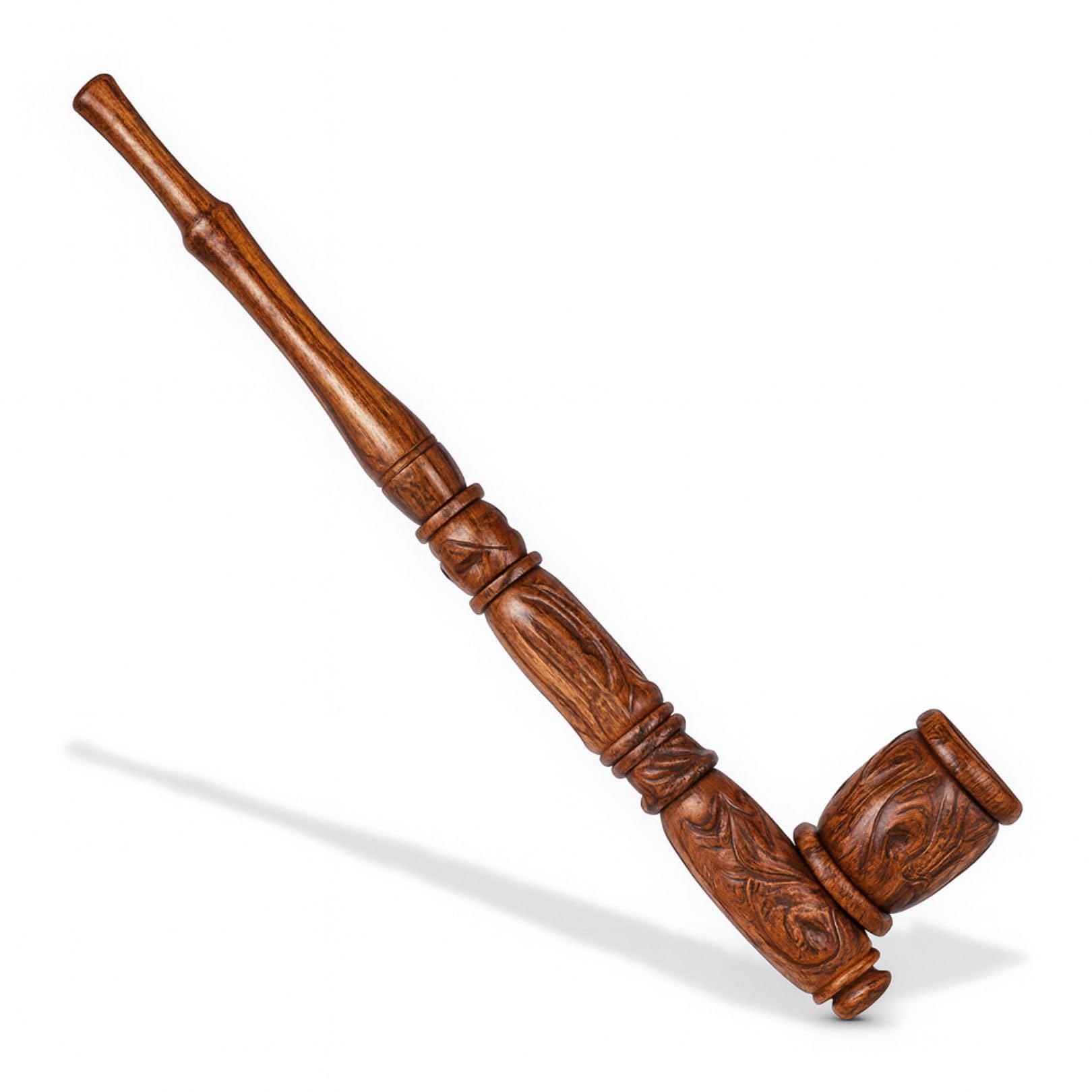 Weedness Gandalf-Pfeife in Braun 30 cm aus Ebenholz Handgeschnitzt – Holzpfeife Pfeifen-Set Einsteiger Tabakpfeife Holzpfeifchen Smoking Pipe Holz Lange Purpfeife Friedenspfeife