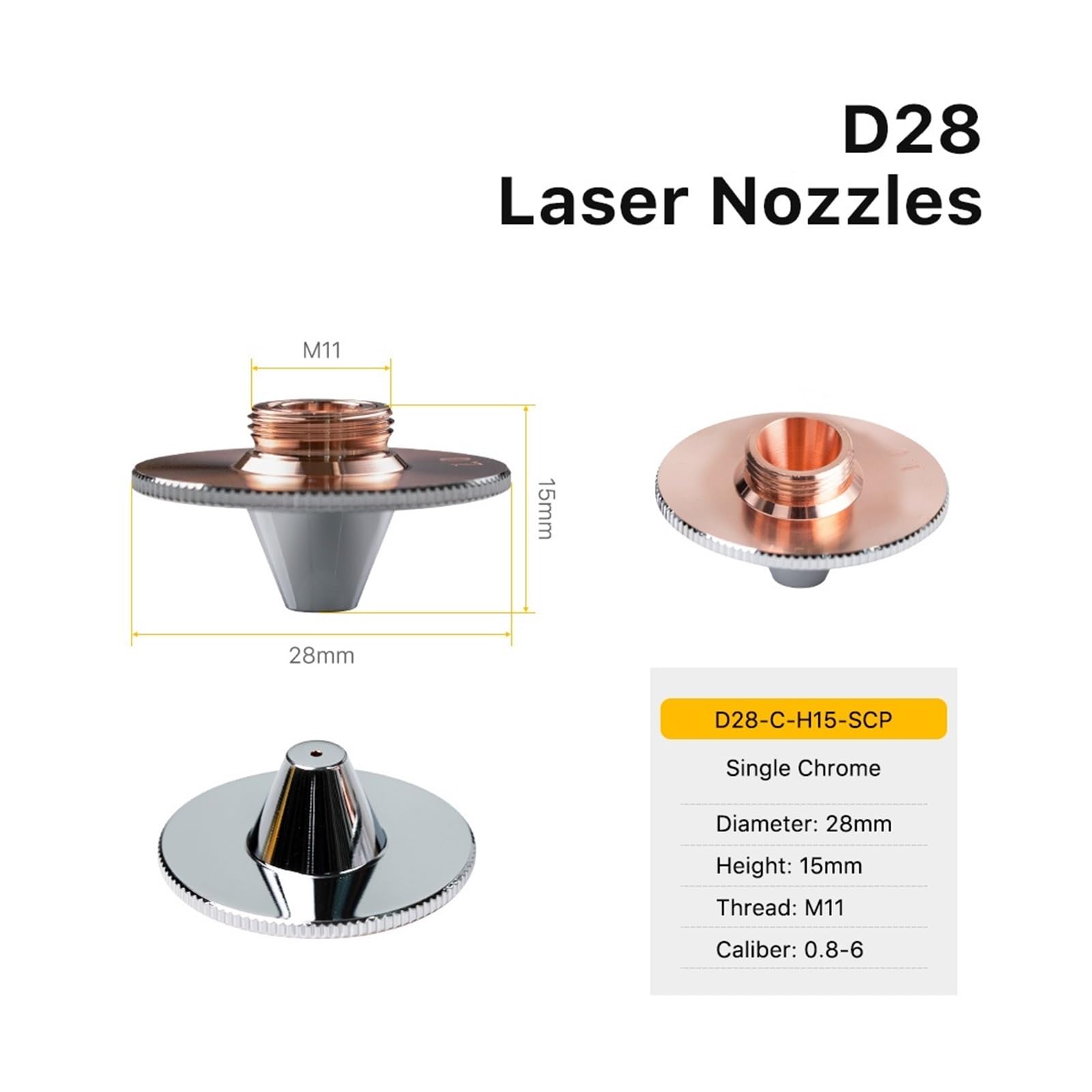 Chromowanie jednowarstwowe, dwuwarstwowe, kaliber 0,8-4. D28 H11 H15 M11 do głowicy tnącej, dyszy laserowej