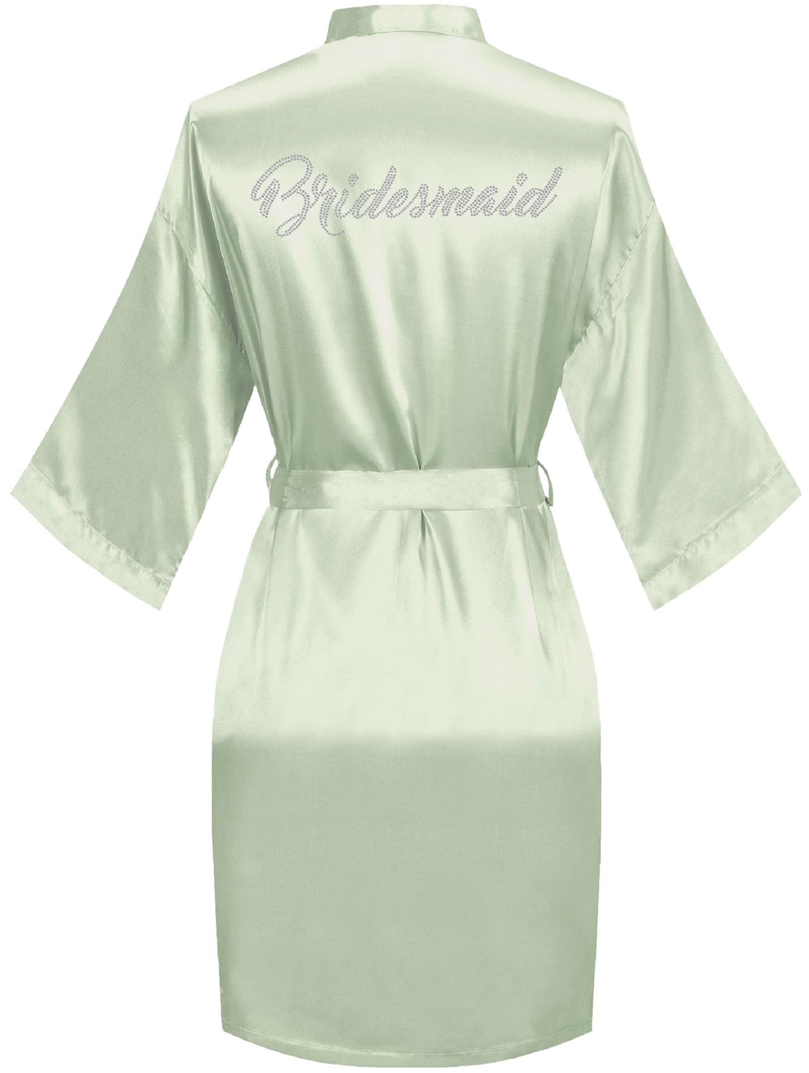goodmansam Women's Silky Robes One Size Silver Rhinestones Bride Bridesmaid Sleepwear for Wedding Party Getting Ready