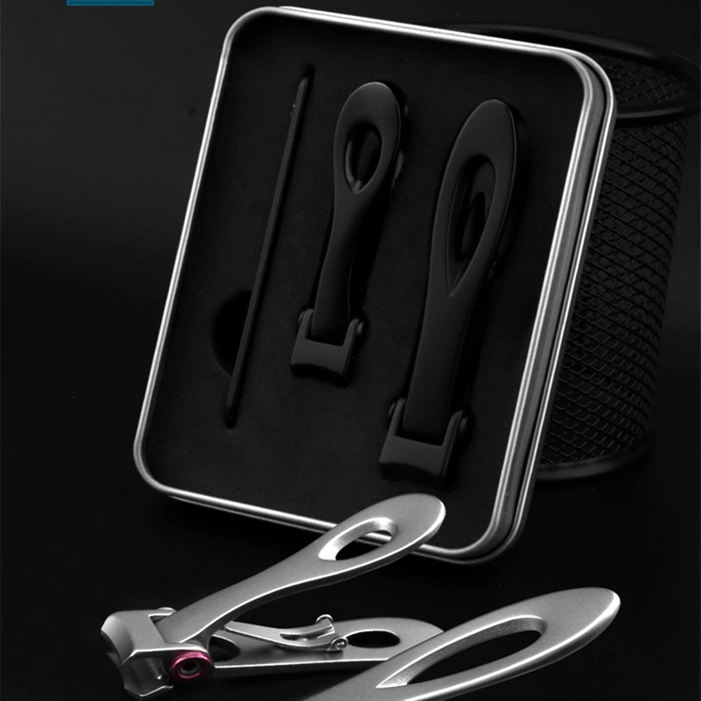 Nail Clippers Nippers Big Opening for Thick Stainless Steel Cutter Toenail Fingernail Manicure Trimmer Tools EDC (Black 2-pcs Set(L)) : Beauty & Personal Care