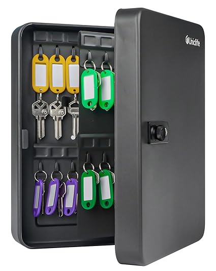 Uniclife 60 Key Cabinet with Combination Lock Wall Mounted Key Organiser Resettable Code with Hook and Key Ring in 9 Colours
