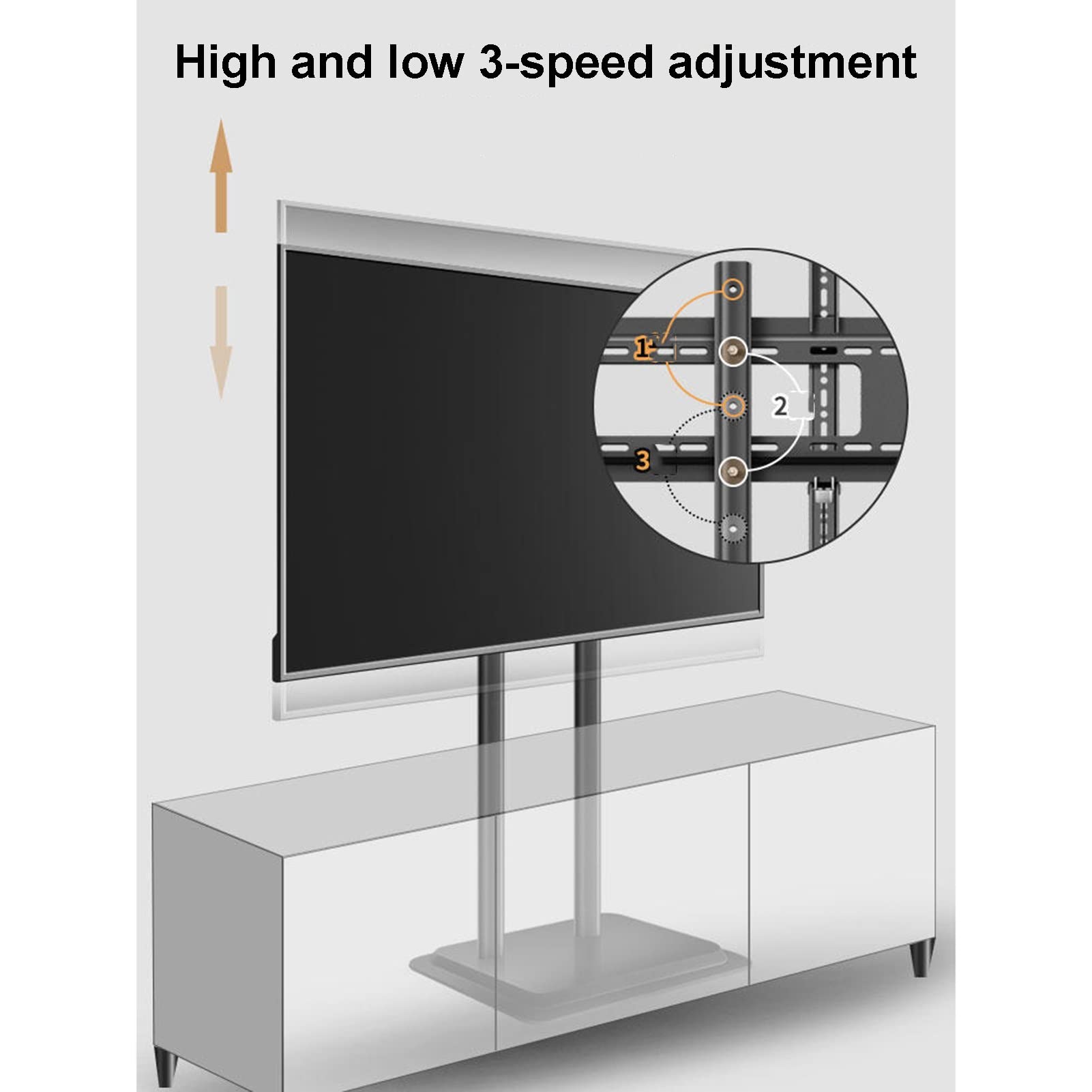 Soporte de TV para televisores de 50 a 90 pulgadas, base universal de altura ajustable para esquina y dormitorio, diseño de ahorro de espacio