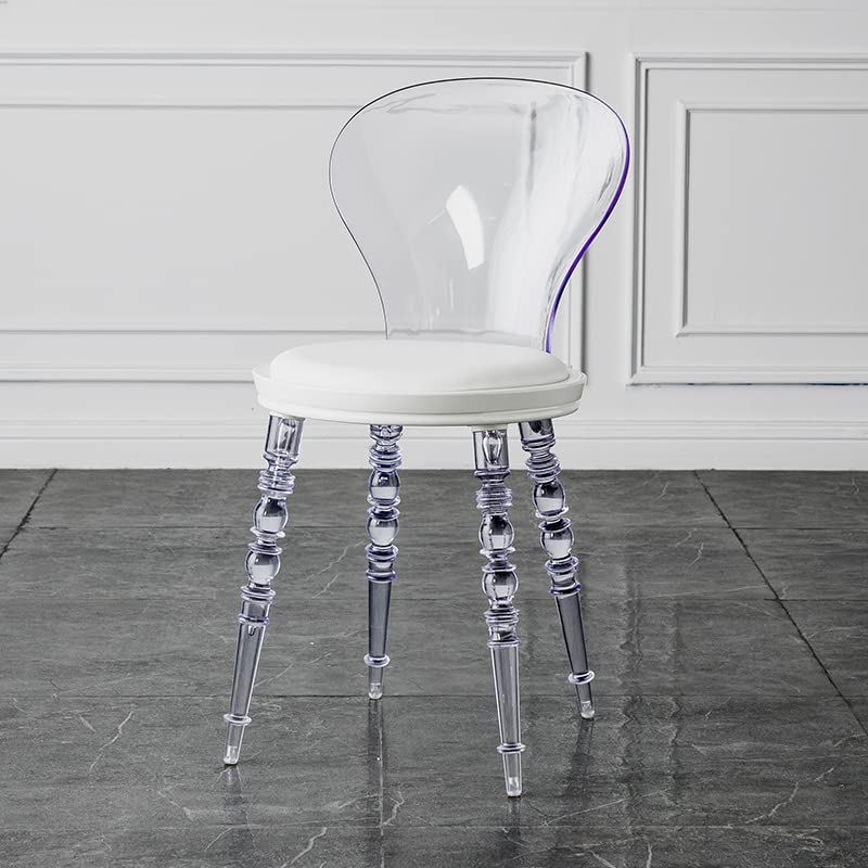 MNSSRN Chaise en Cristal Acrylique Transparent, Chambre à Coucher/Chaise de Restauration Chaise Transparente, Chaise fantôme en Acrylique, Chaise esthétique du Bureau de Cuisine,Blanc