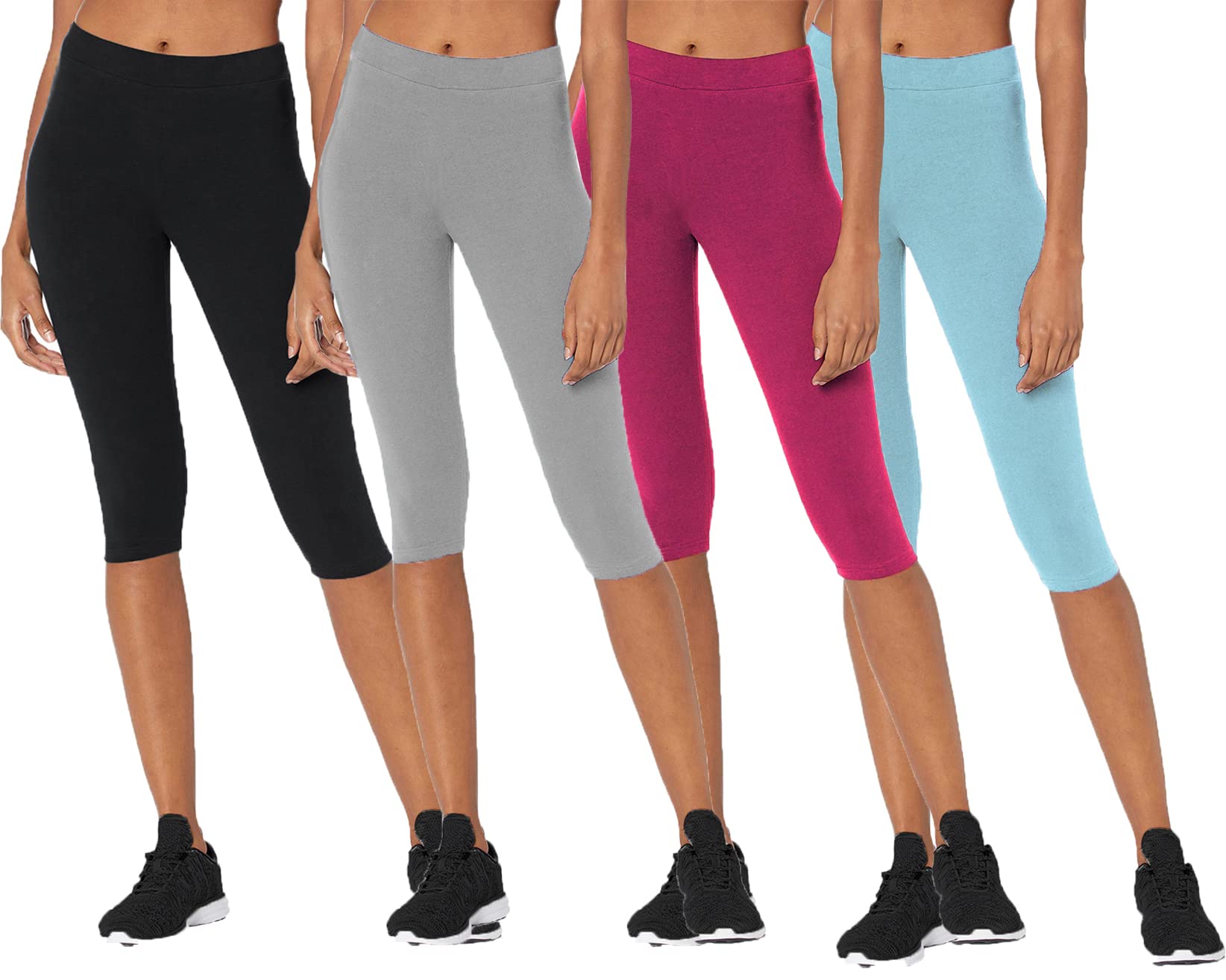 brand flex Women's Cotton plain Capri, plain Capri for Women, Nightwear Capri for Girls/Women,Colors May Vary (Assorted Capri) (FREE, 4 PACK) (Free Size 28-34 inch Waist)-picture-17