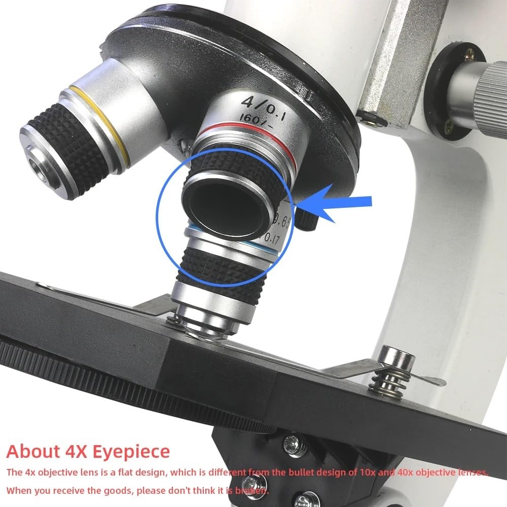 Microscopio biológico 640X, Espiral de Enfoque Dual, Apto for niños, Estudiantes, Laboratorio de Ciencias educativas