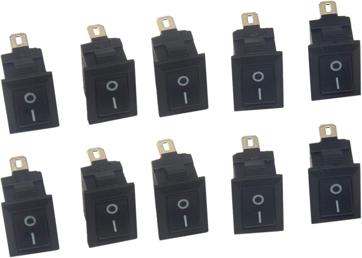 GeKLok10pcs KCD11 10mm*15mm SPST 2PIN ON/OFF Boat Rocker Switch, 3A/250V Button Toggle Rocker Boat Switch Car Dash Dashboard Truck RV ATV Home